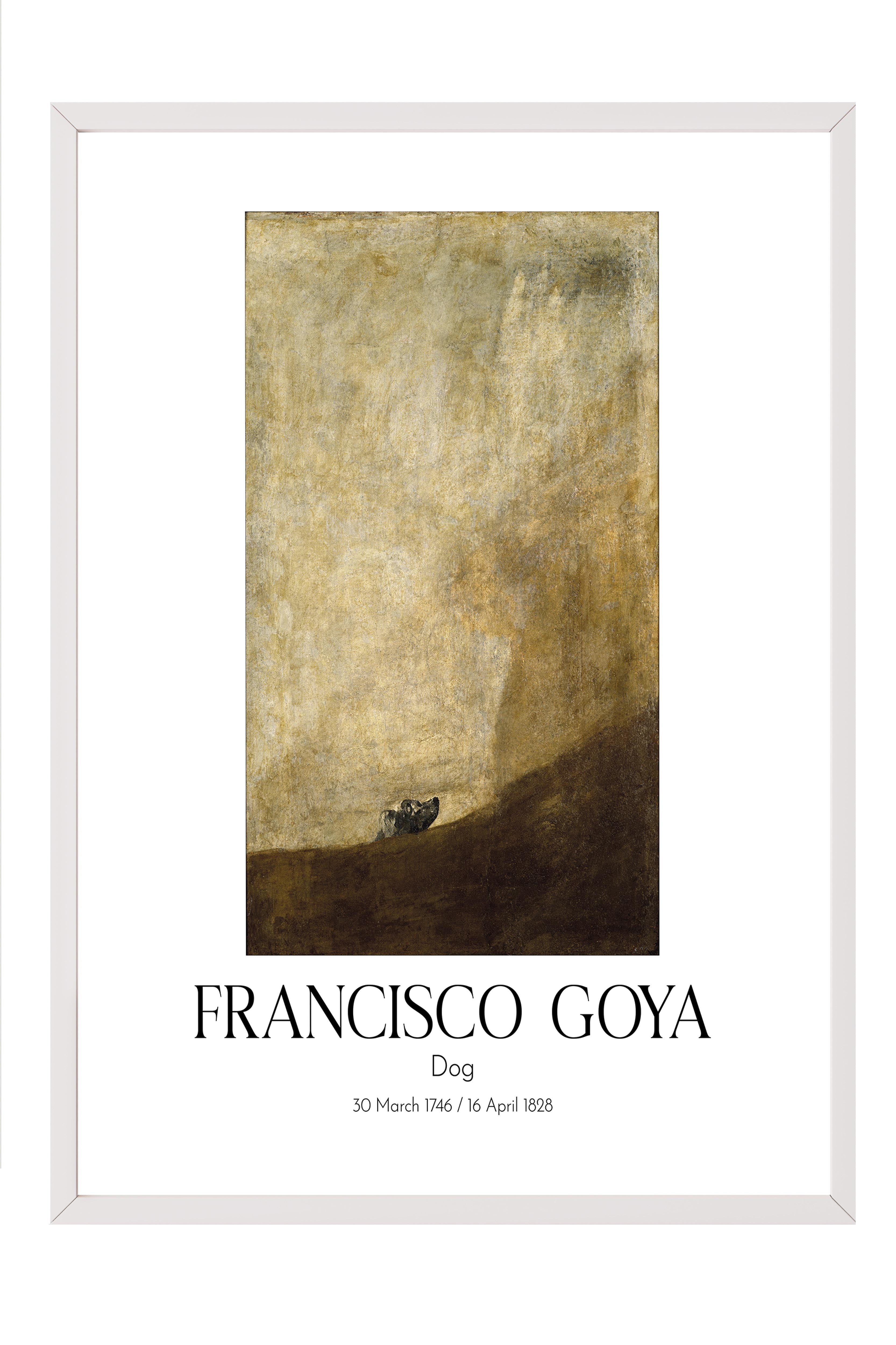 Francisco Goya - Dog, Beyaz Çerçeveli Tablo, Sanat Serisi NO:111846