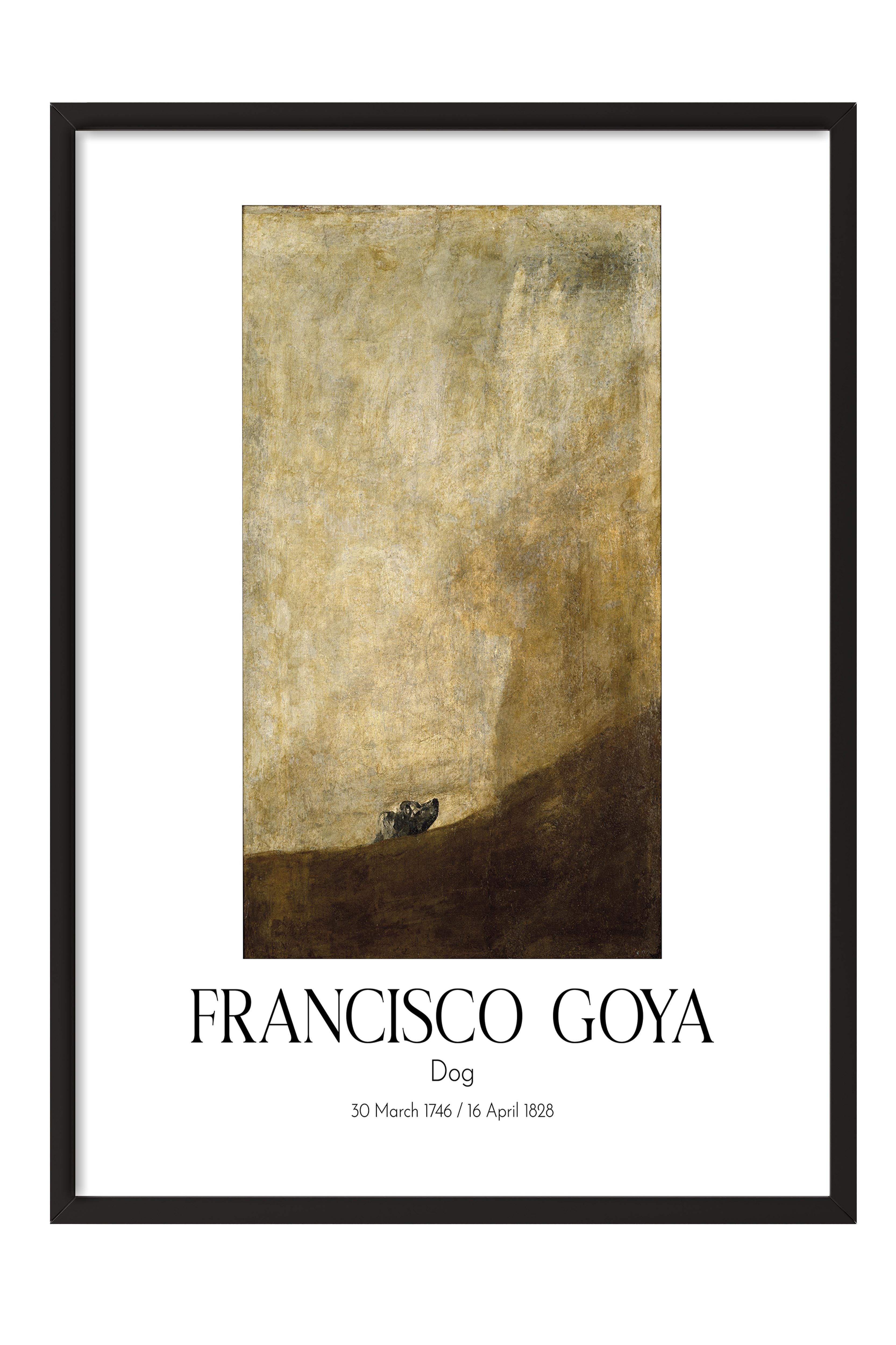 Francisco Goya - Dog, Siyah Çerçeveli Tablo, Sanat Serisi NO:111846