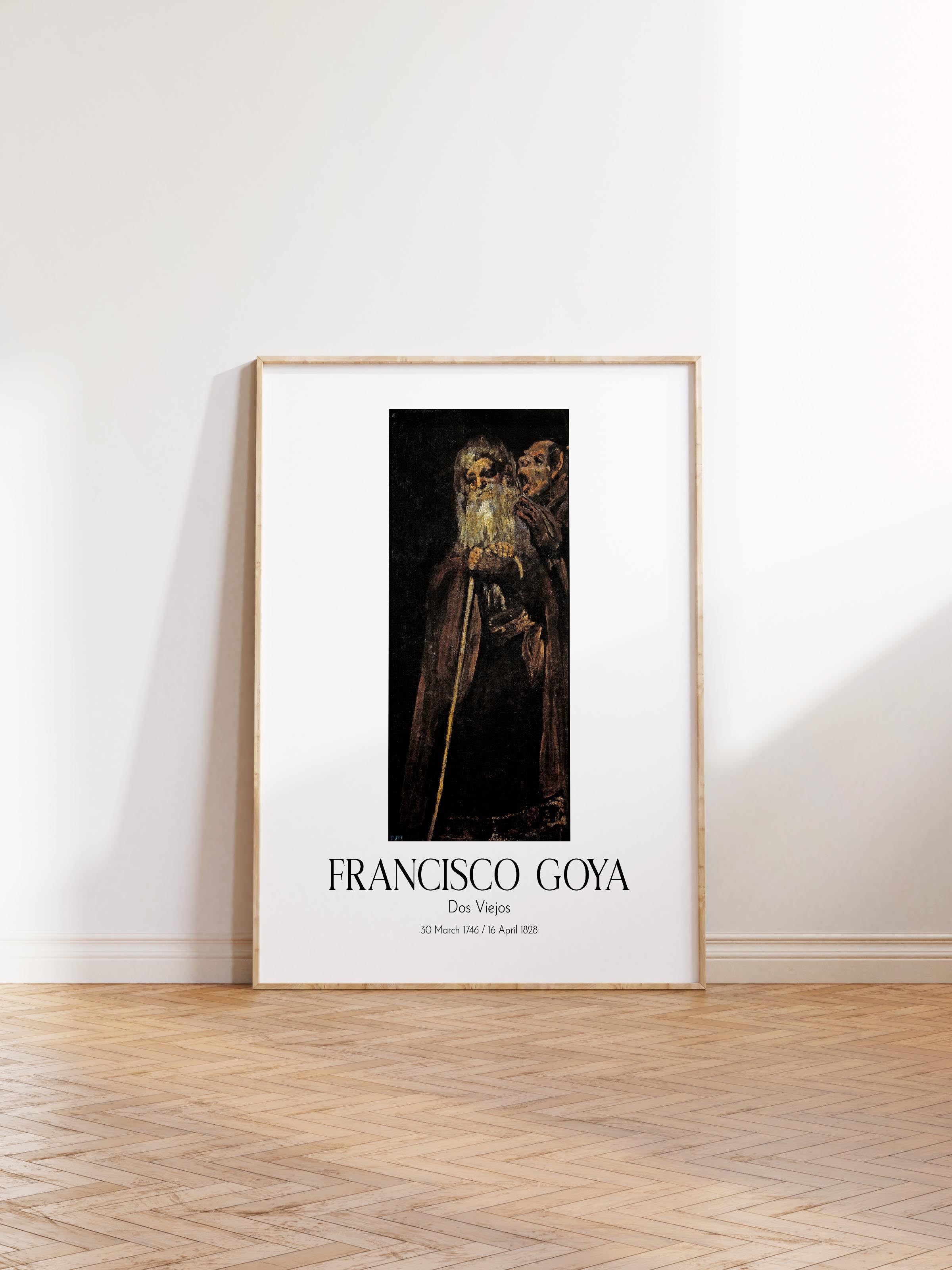 Francisco Goya - Dos Viejos, Ahşap Çerçeveli Tablo, Sanat Serisi NO:111848