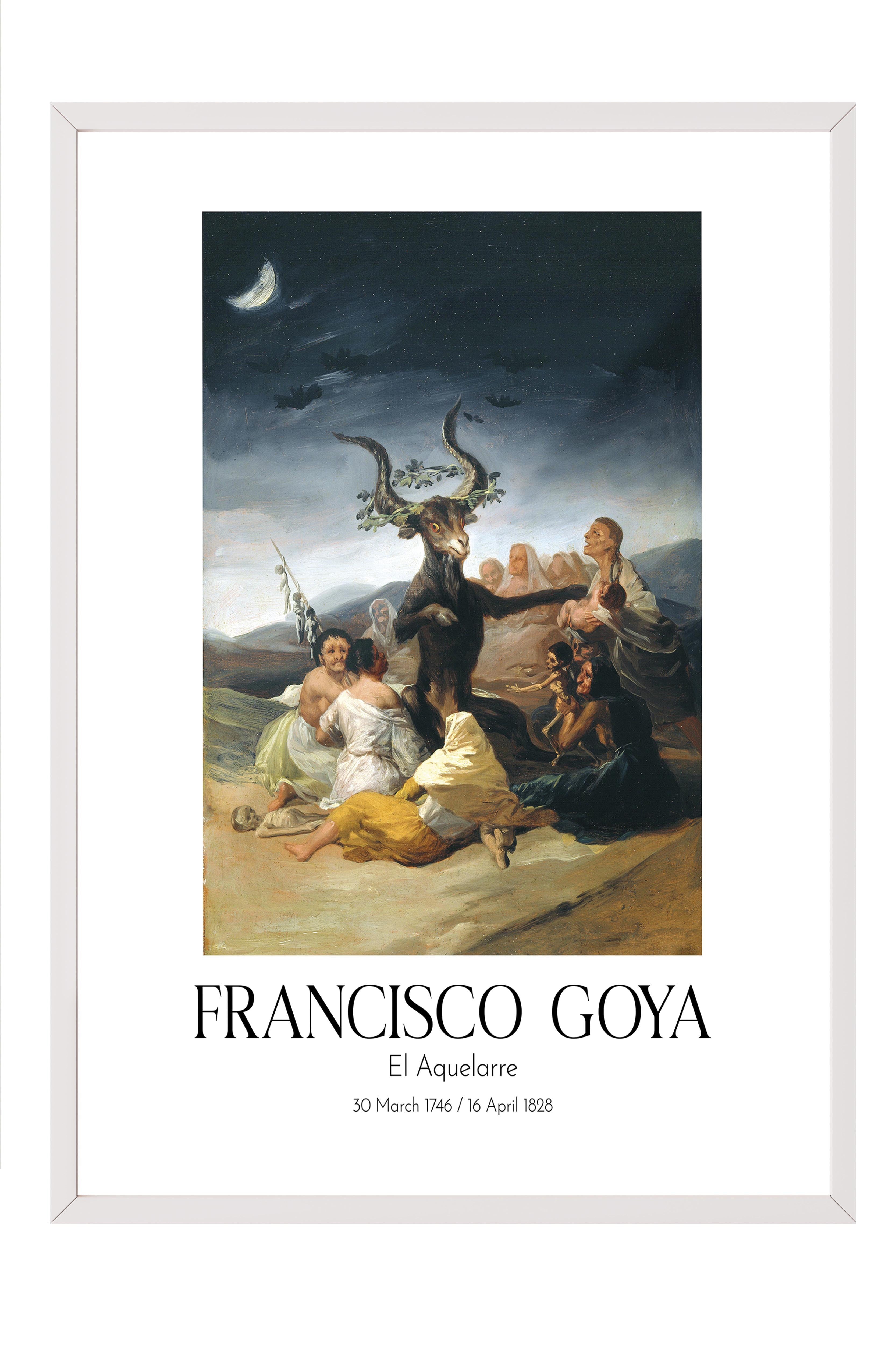Francisco Goya - El Aquelarre, Beyaz Çerçeveli Tablo, Sanat Serisi NO:111849