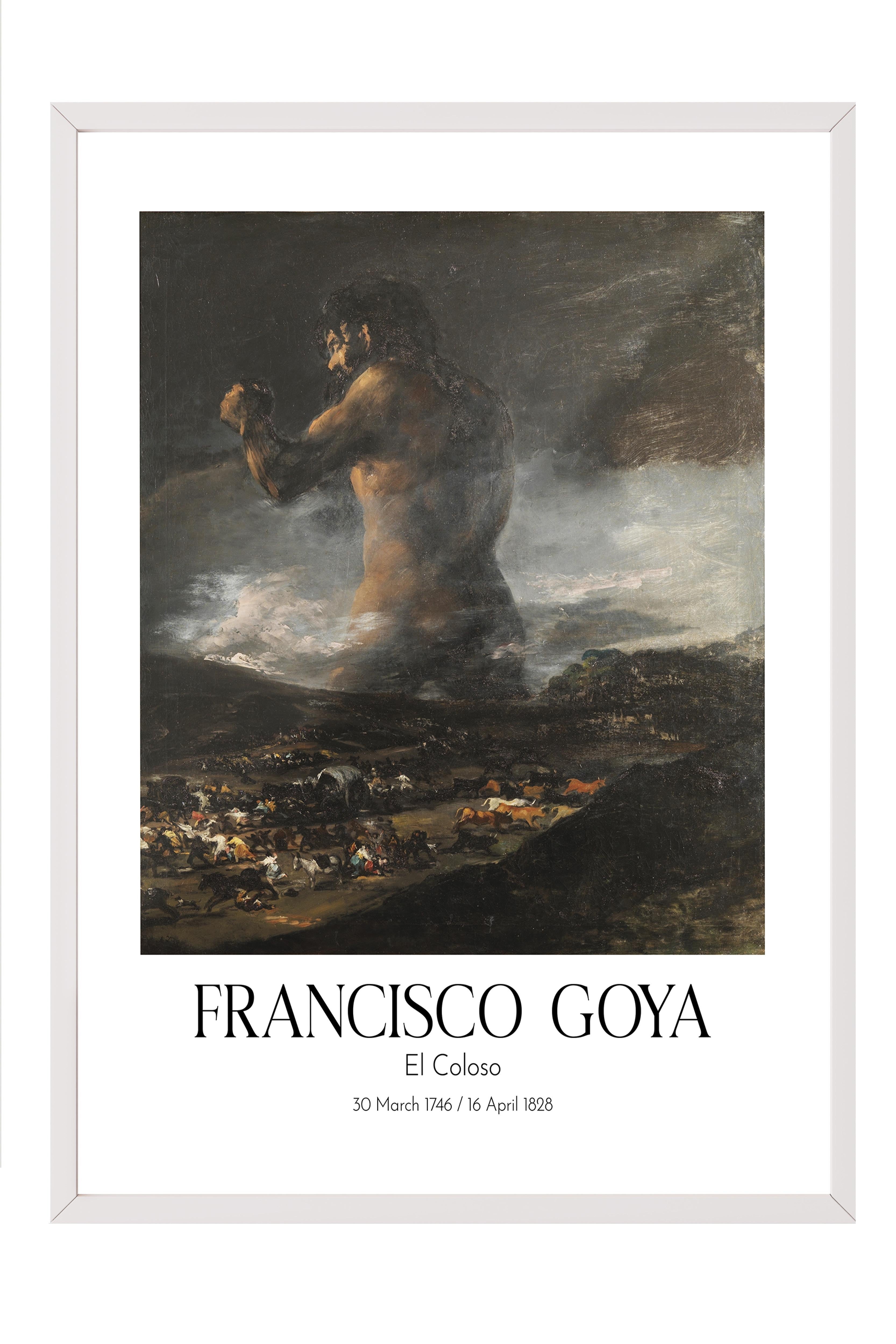 Francisco Goya - El Coloso, Beyaz Çerçeveli Tablo, Sanat Serisi NO:111850