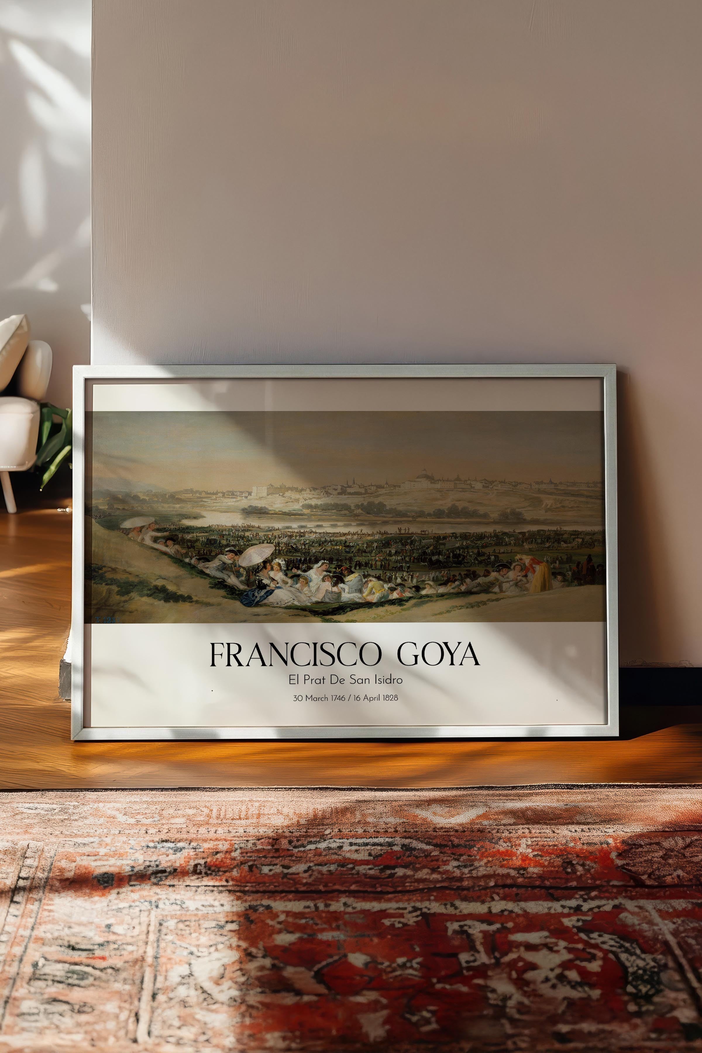 Francisco Goya - El Prat De San Isidro, Beyaz Çerçeveli Tablo, Sanat Serisi NO:111875