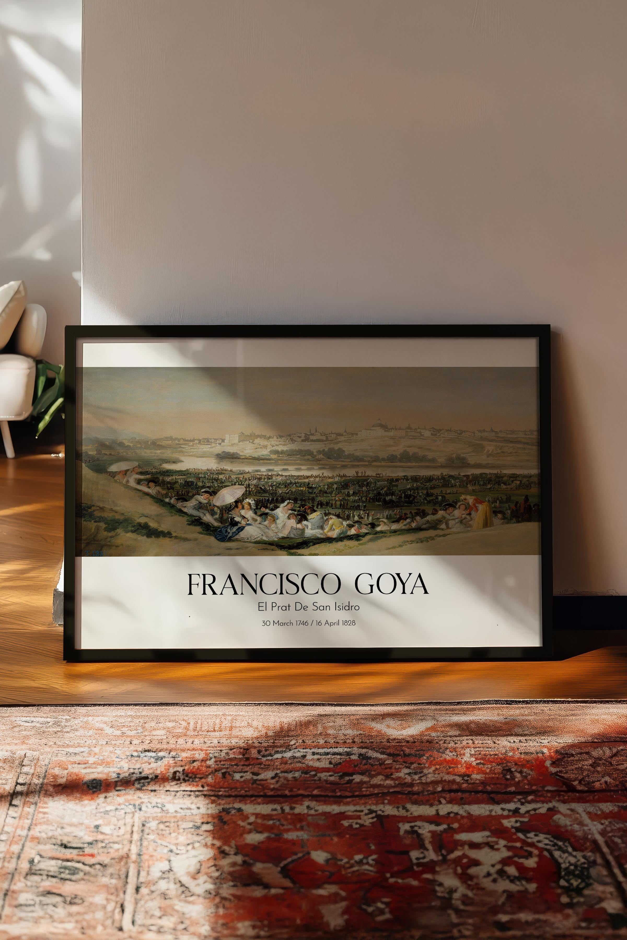 Francisco Goya - El Prat De San Isidro, Siyah Çerçeveli Tablo, Sanat Serisi NO:111875