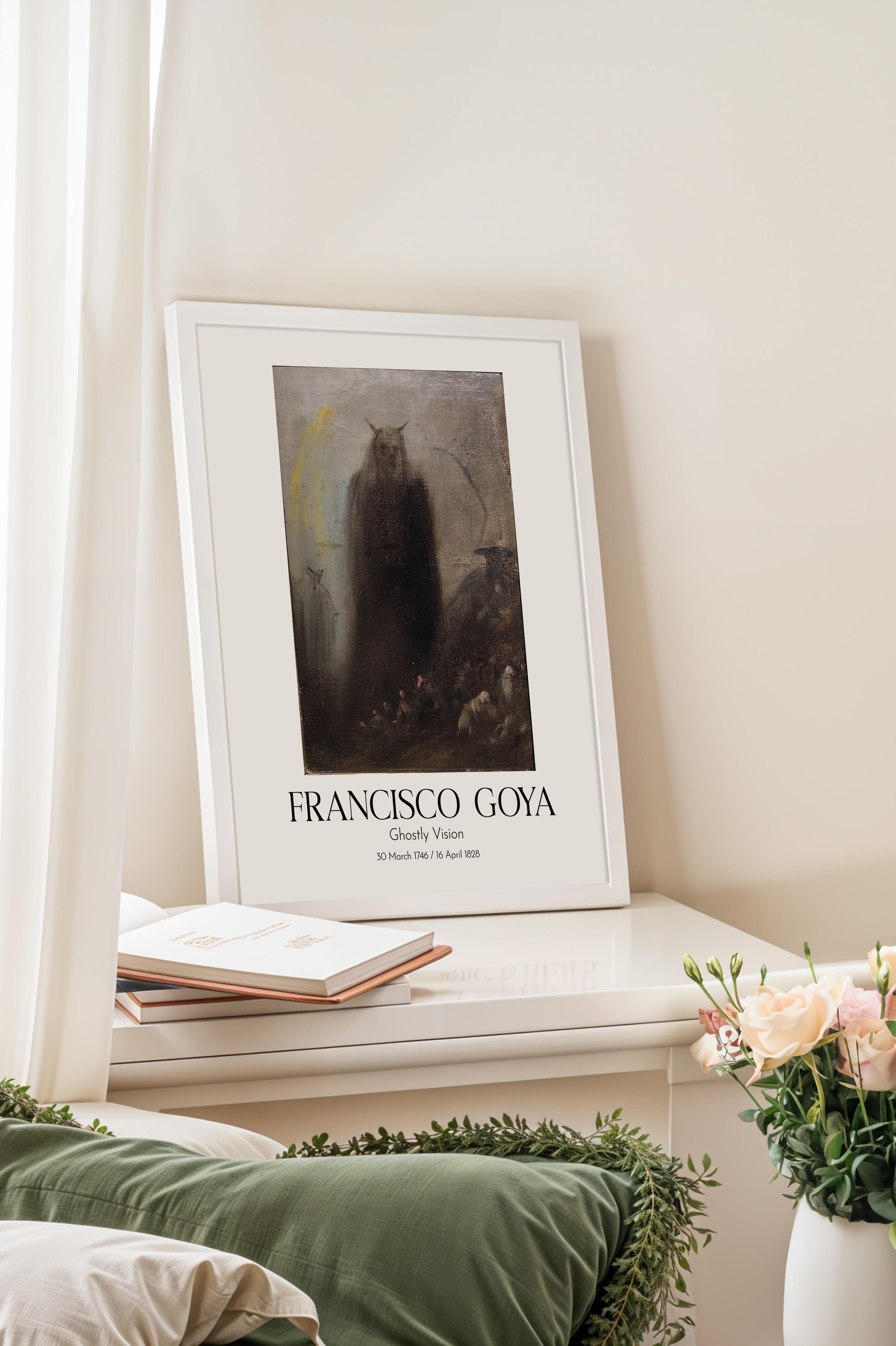 Francisco Goya - Ghostly Vision, Beyaz Çerçeveli Tablo, Sanat Serisi NO:111853