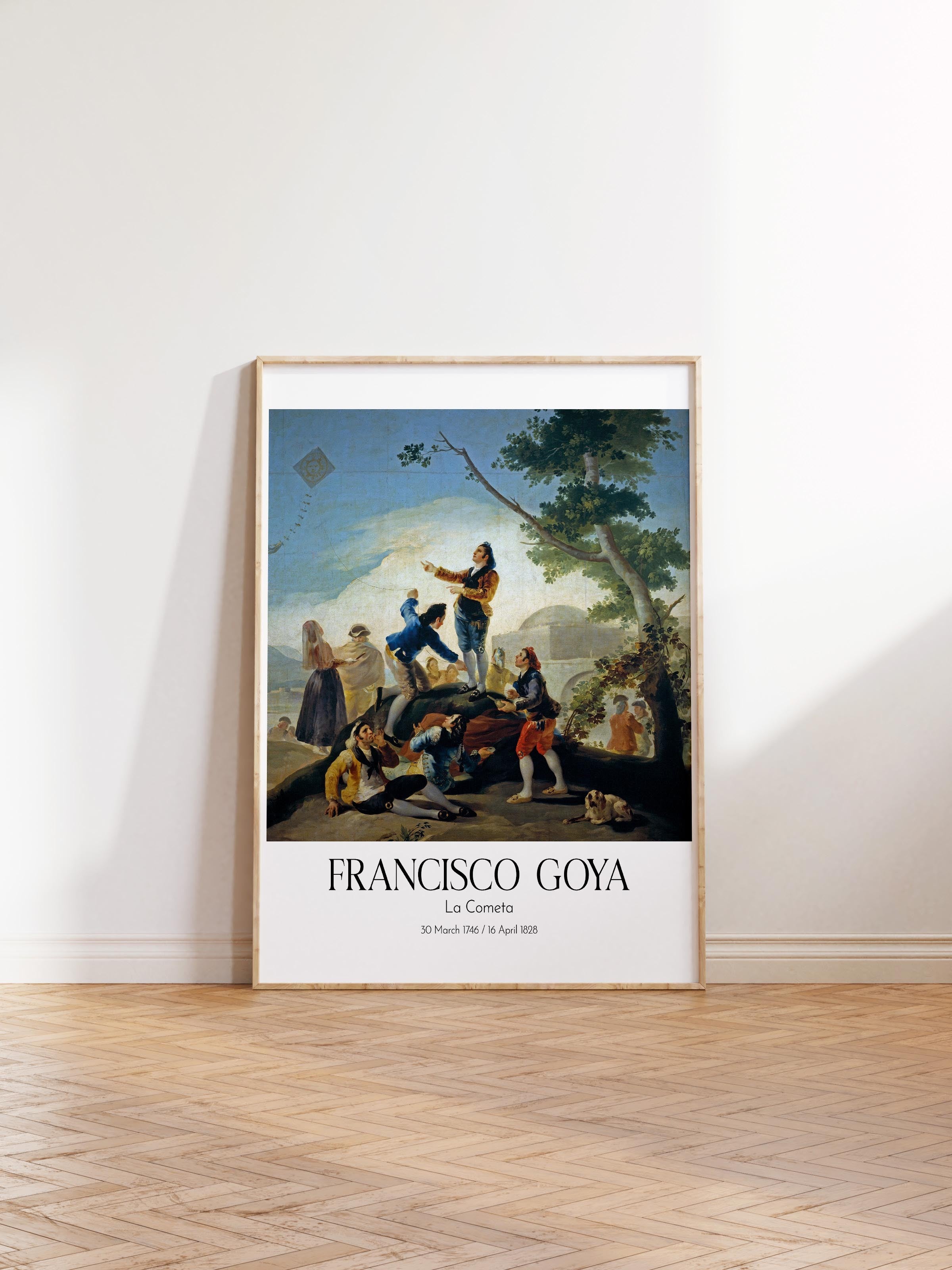 Francisco Goya - La Cometa, Ahşap Çerçeveli Tablo, Sanat Serisi NO:111855