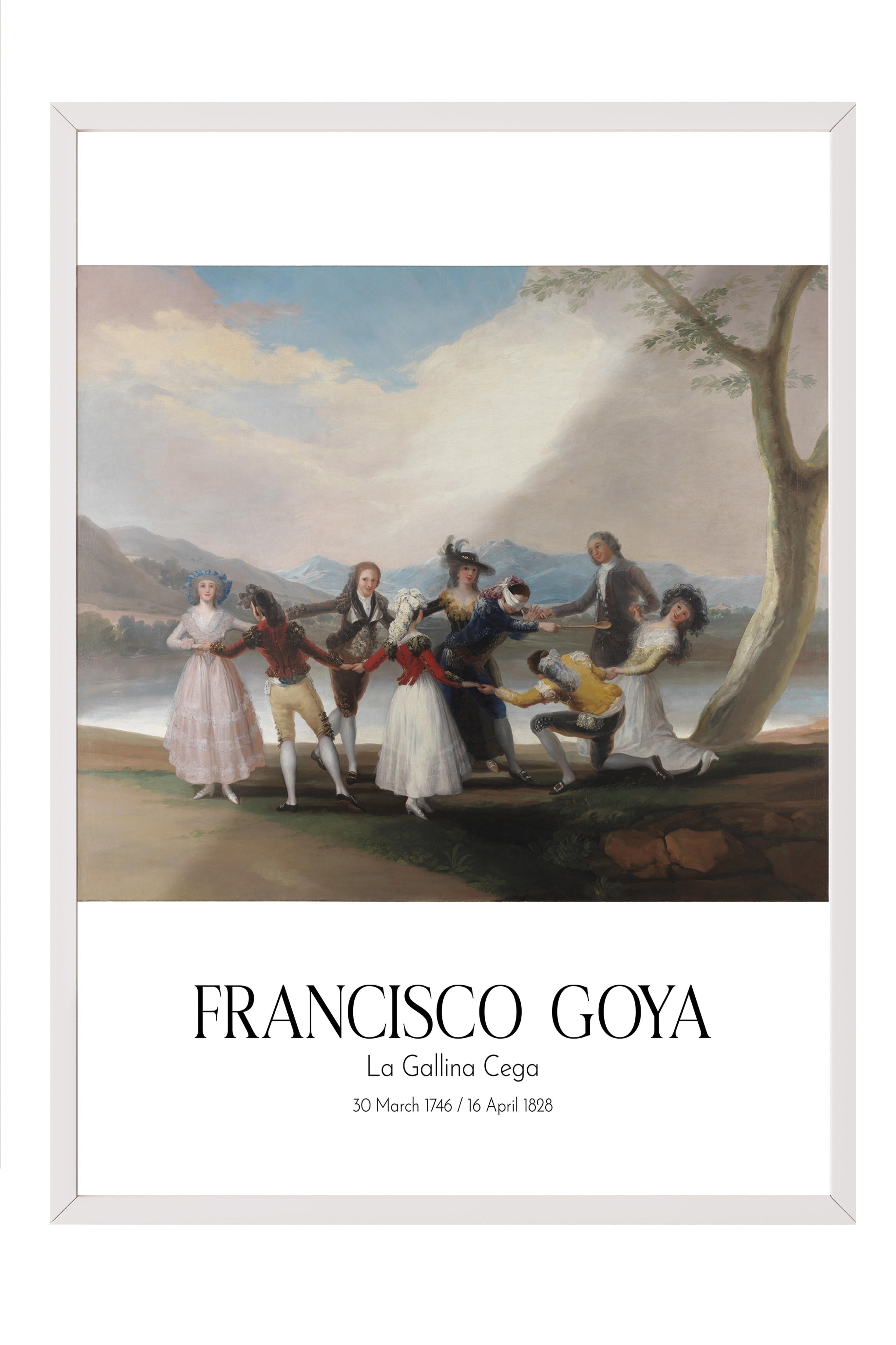 Francisco Goya - La Gallina Cega, Beyaz Çerçeveli Tablo, Sanat Serisi NO:111856