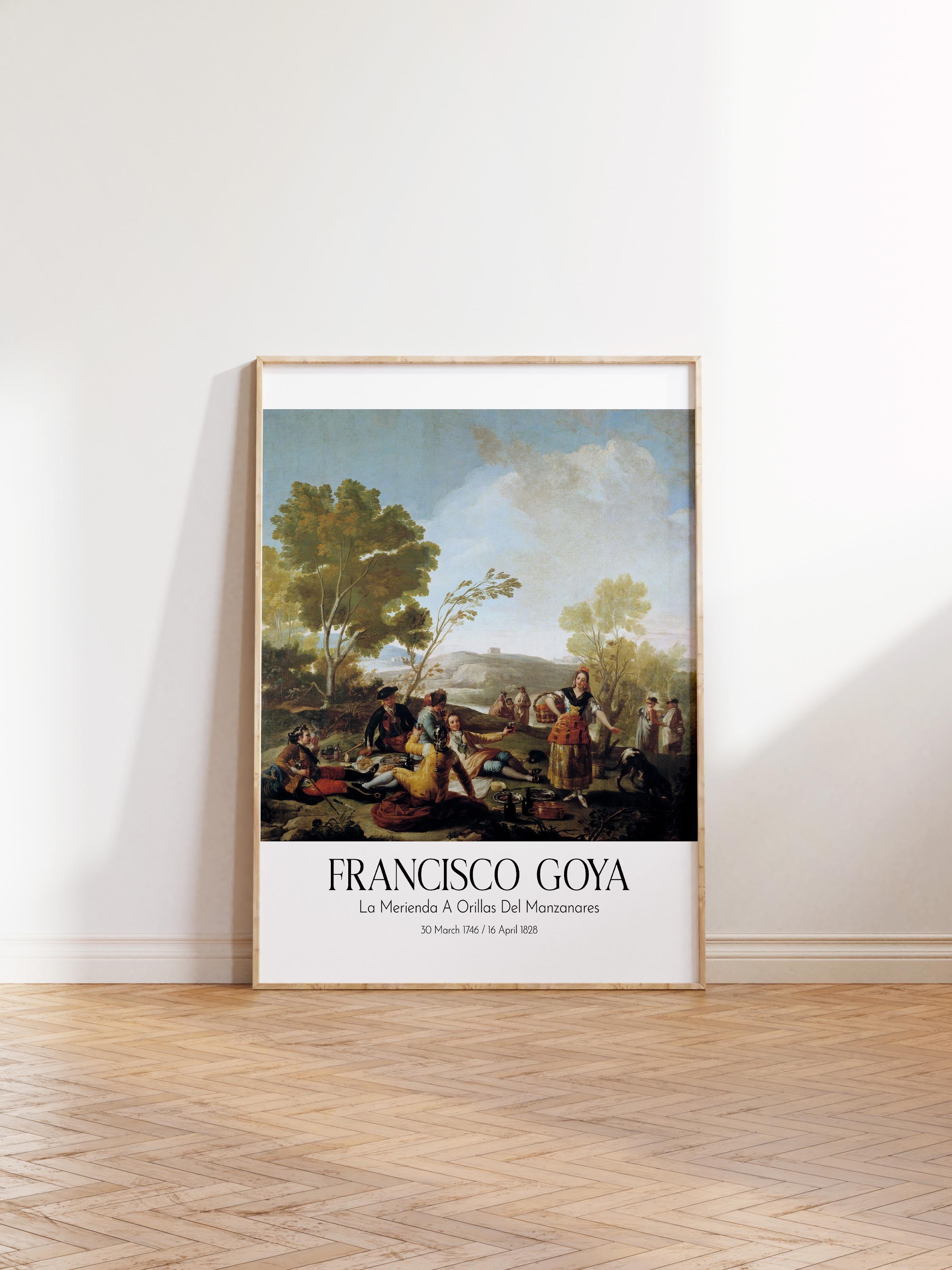 Francisco Goya - La Merienda A Orillas Del Manzanares, Ahşap Çerçeveli Tablo, Sanat Serisi NO:111857