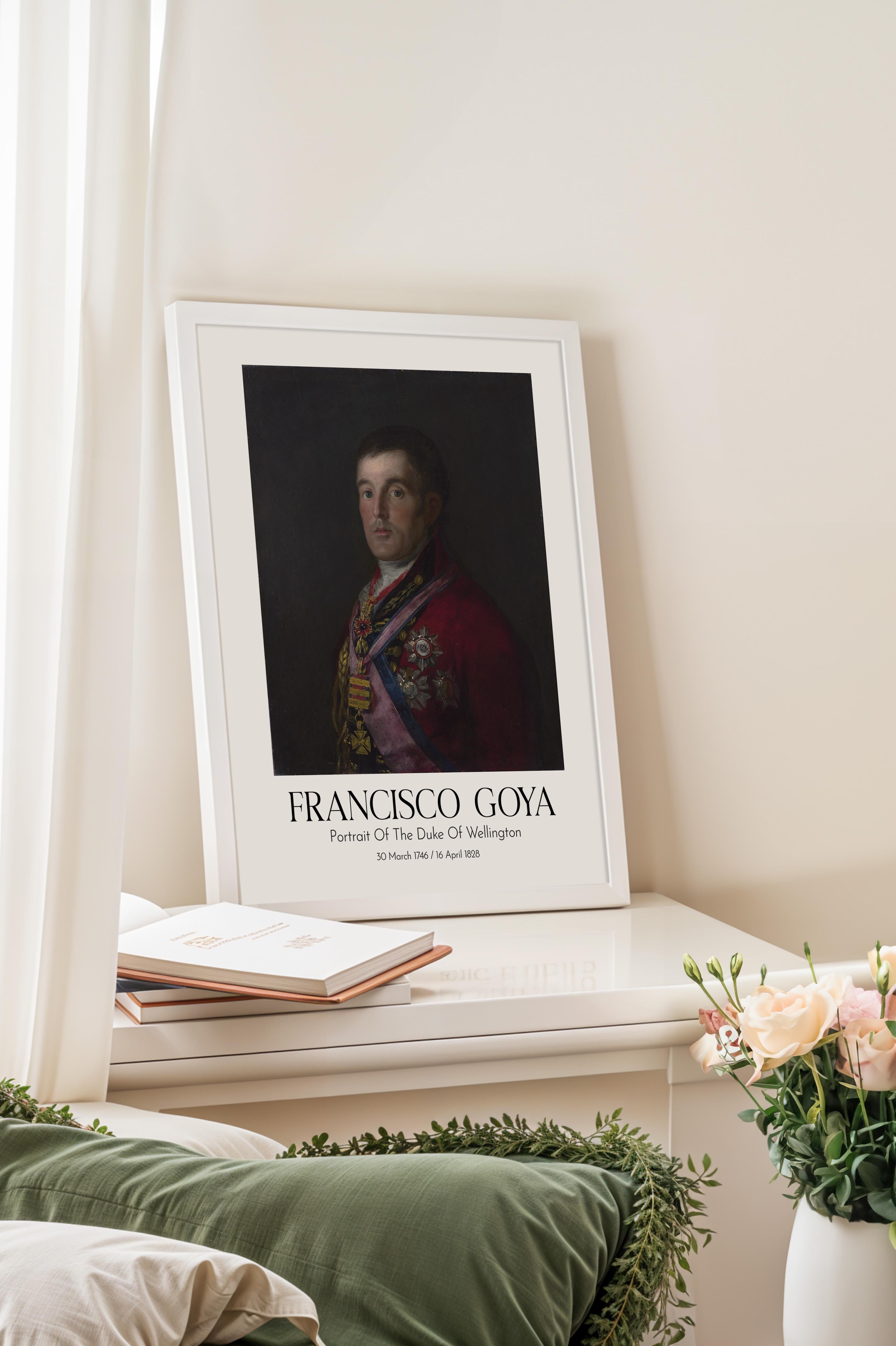 Francisco Goya - Portrait Of The Duke Of Wellington, Beyaz Çerçeveli Tablo, Sanat Serisi NO:111859