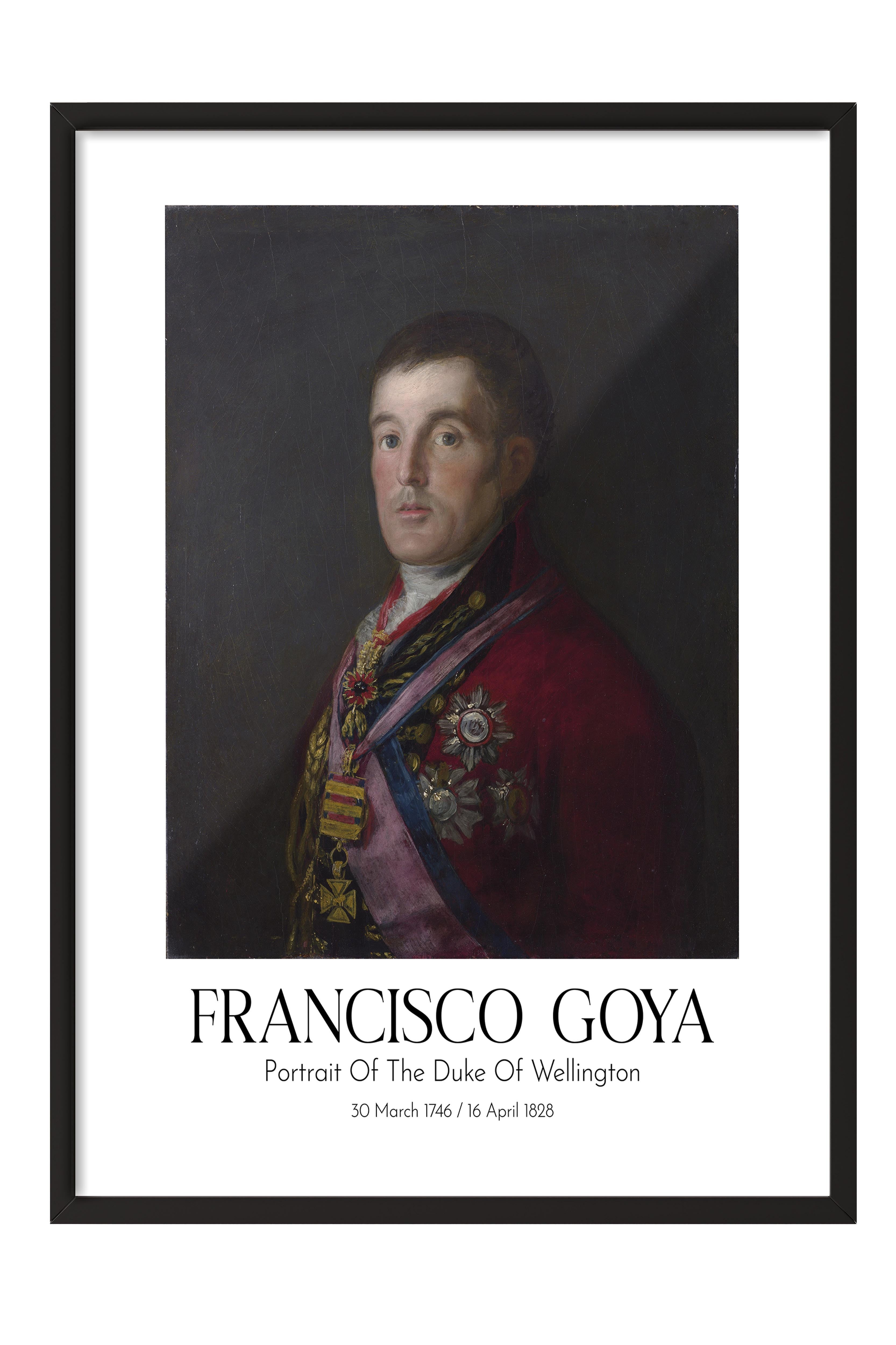 Francisco Goya - Portrait Of The Duke Of Wellington, Siyah Çerçeveli Tablo, Sanat Serisi NO:111859