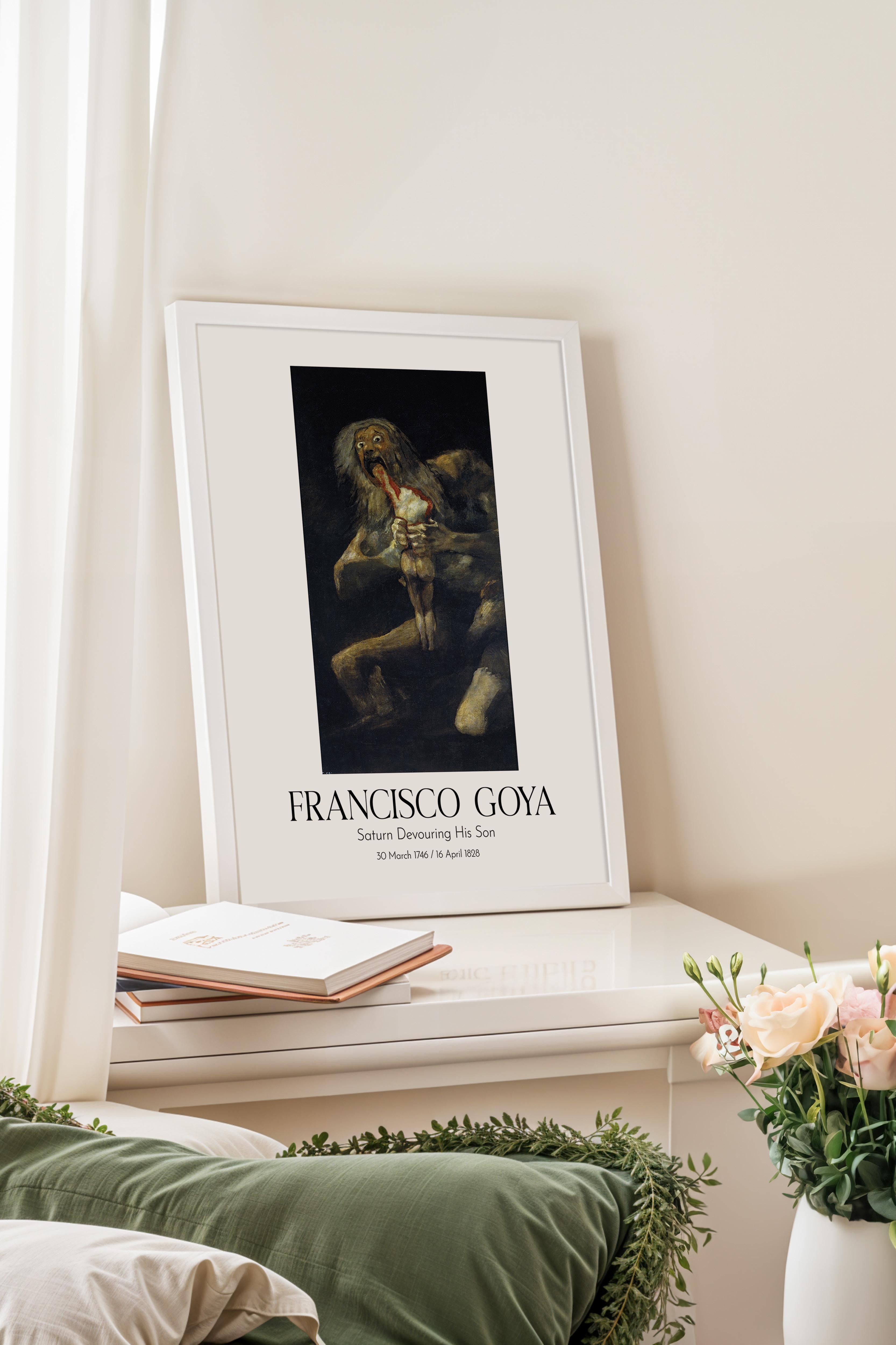 Francisco Goya - Saturn Devouring His Son, Beyaz Çerçeveli Tablo, Sanat Serisi NO:111861