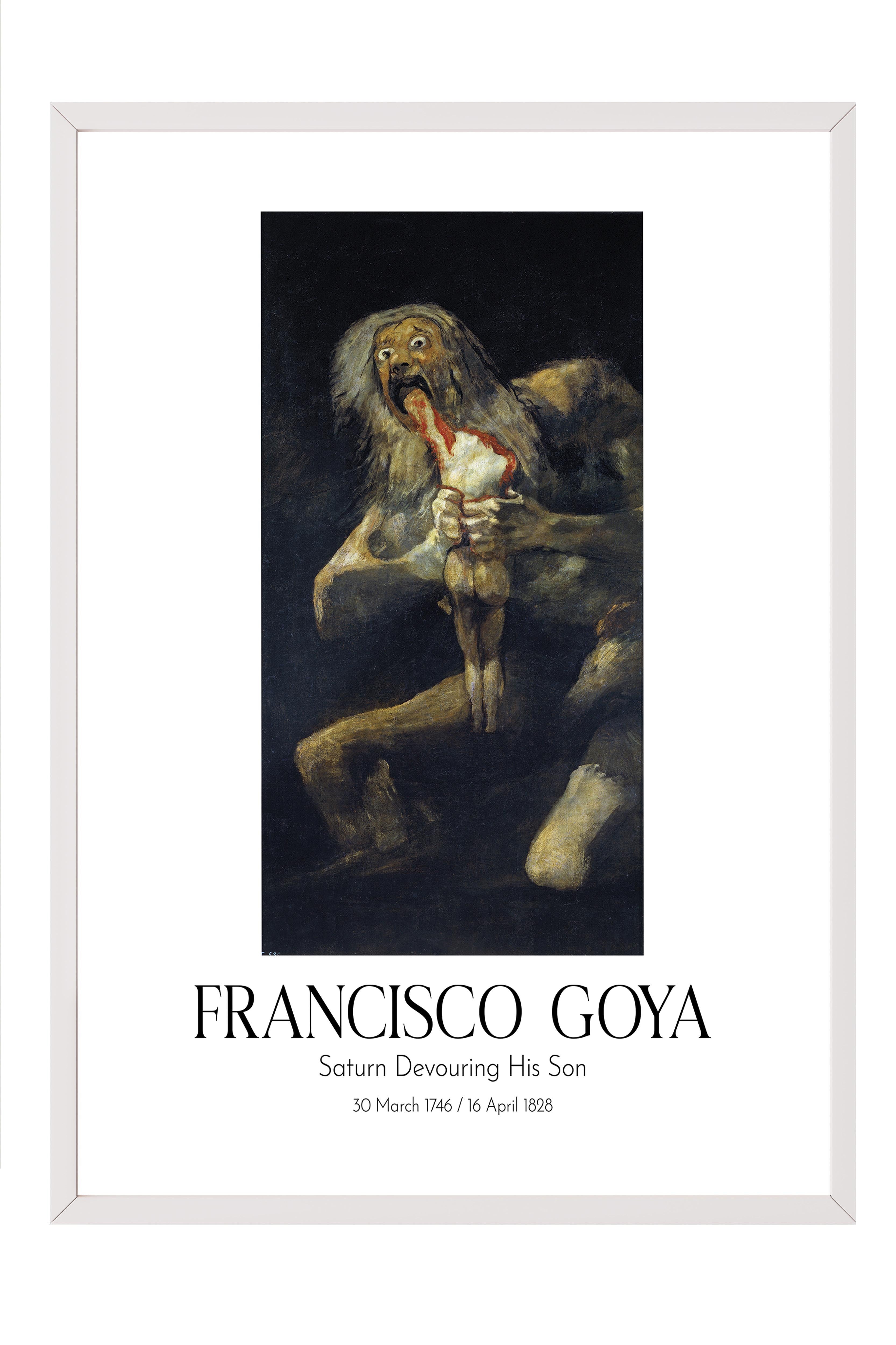 Francisco Goya - Saturn Devouring His Son, Beyaz Çerçeveli Tablo, Sanat Serisi NO:111861