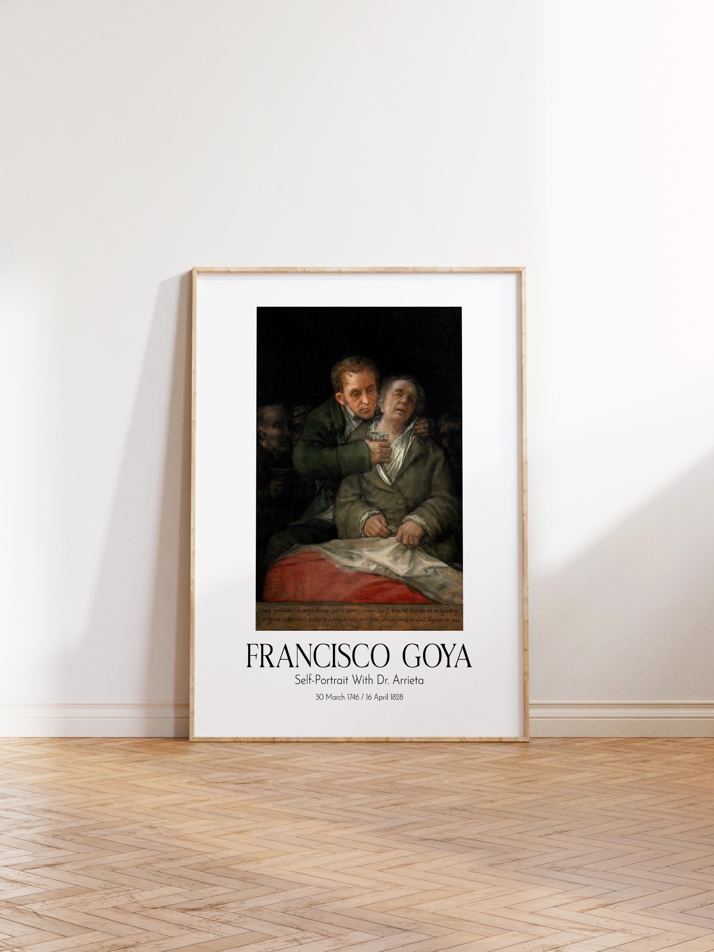 Francisco Goya - Self-Portrait With Dr. Arrieta, Ahşap Çerçeveli Tablo, Sanat Serisi NO:111862