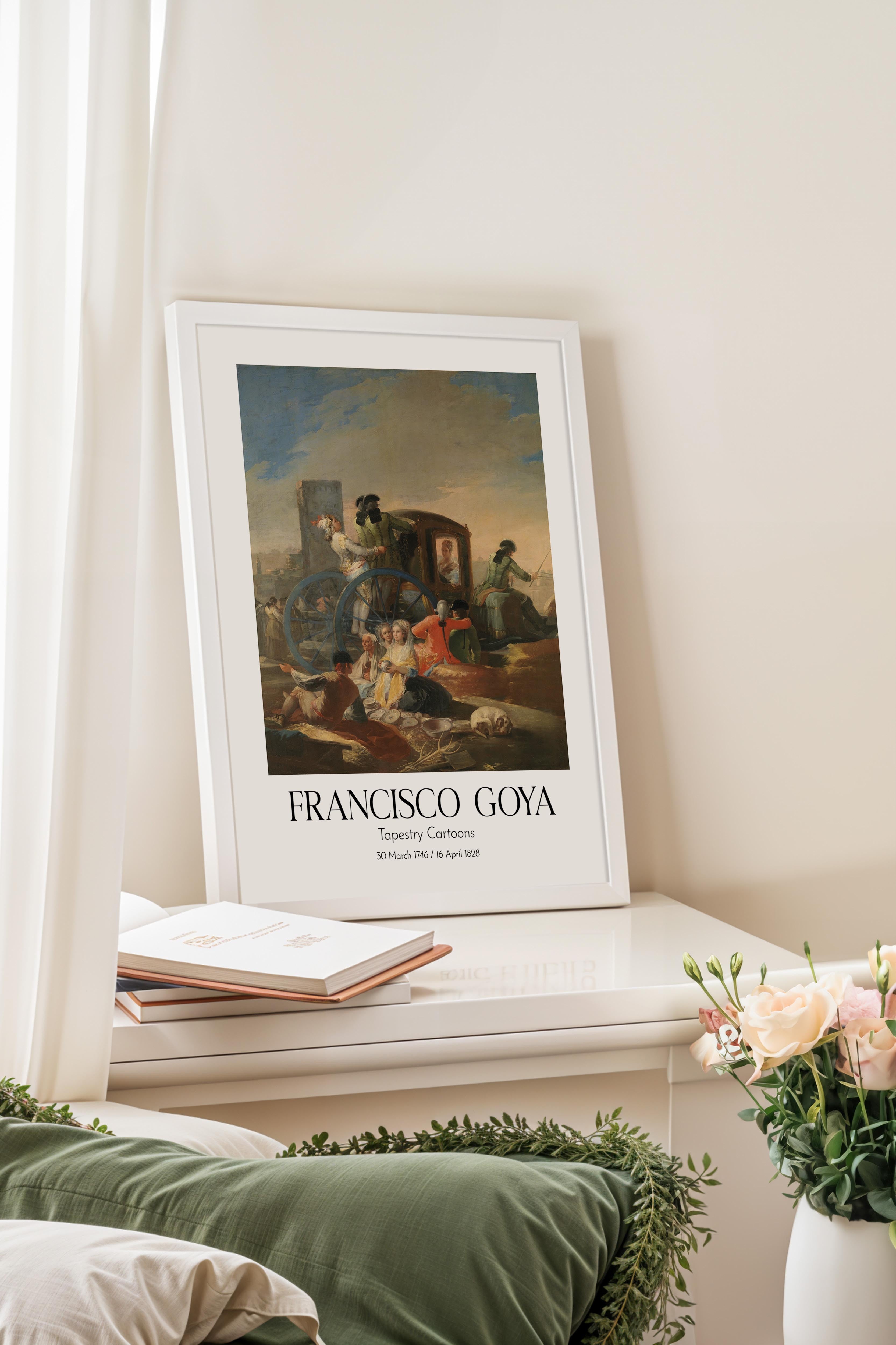 Francisco Goya - Tapestry Cartoons, Beyaz Çerçeveli Tablo, Sanat Serisi NO:111864