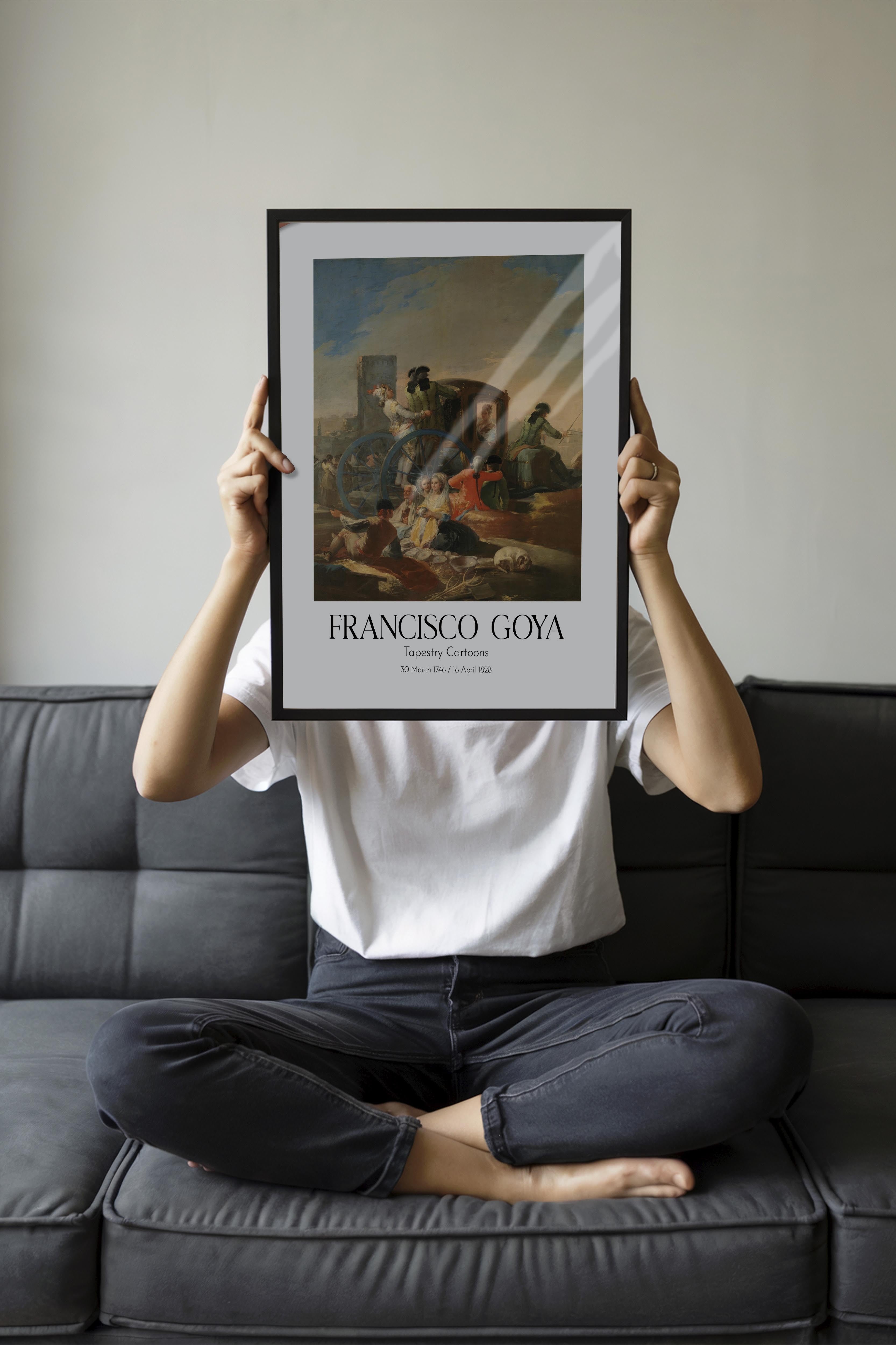 Francisco Goya - Tapestry Cartoons, Siyah Çerçeveli Tablo, Sanat Serisi NO:111864