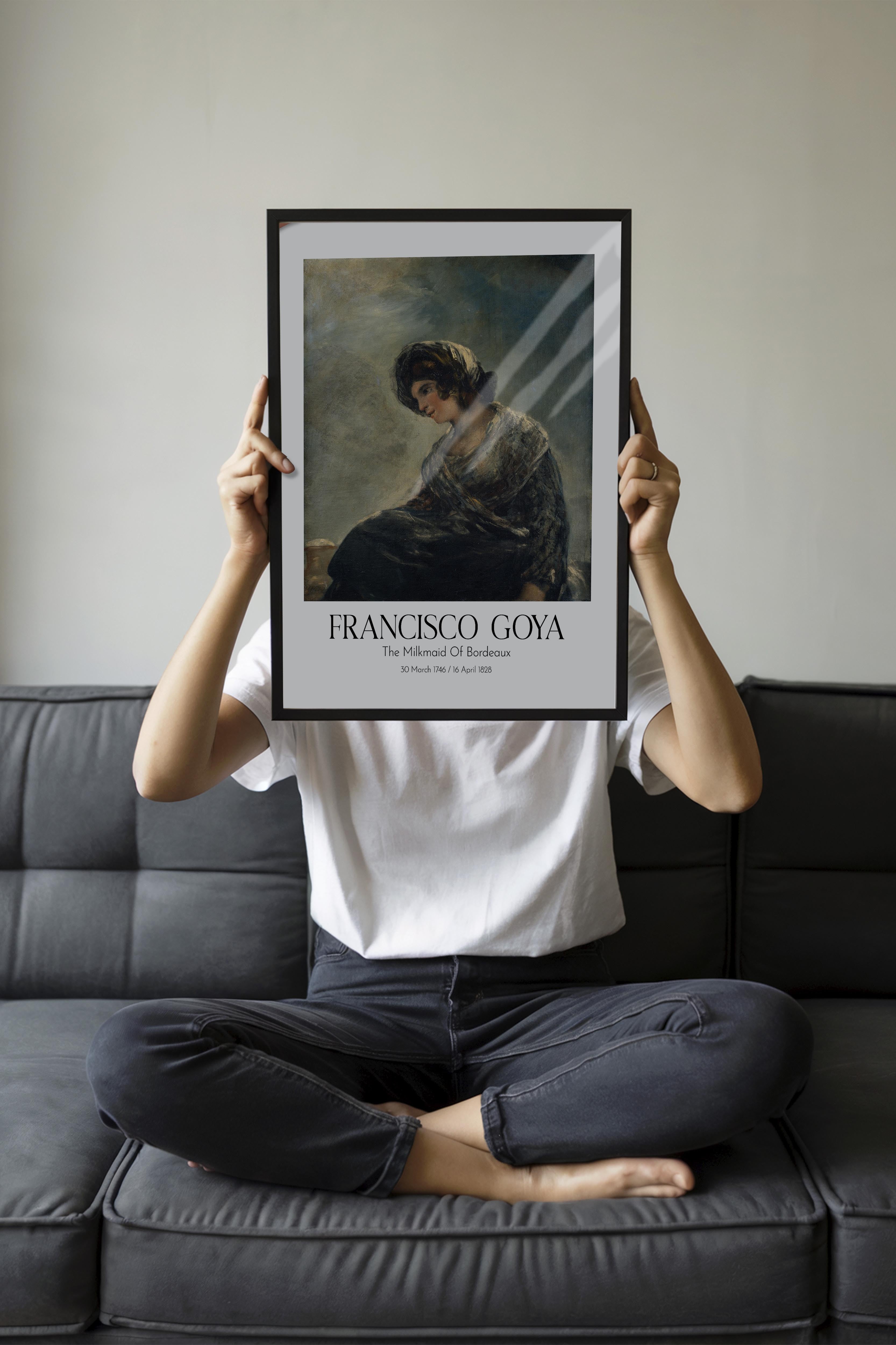 Francisco Goya - The Milkmaid Of Bordeaux, Siyah Çerçeveli Tablo, Sanat Serisi NO:111868