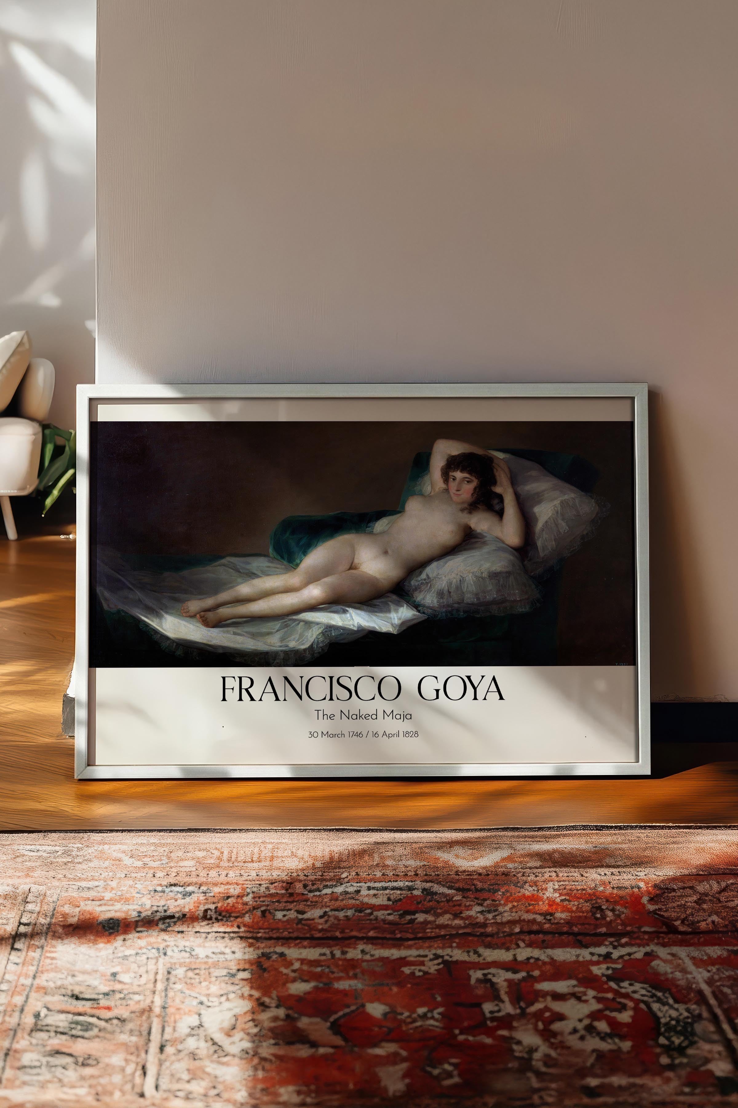 Francisco Goya - The Naked Maja, Beyaz Çerçeveli Tablo, Sanat Serisi NO:111881
