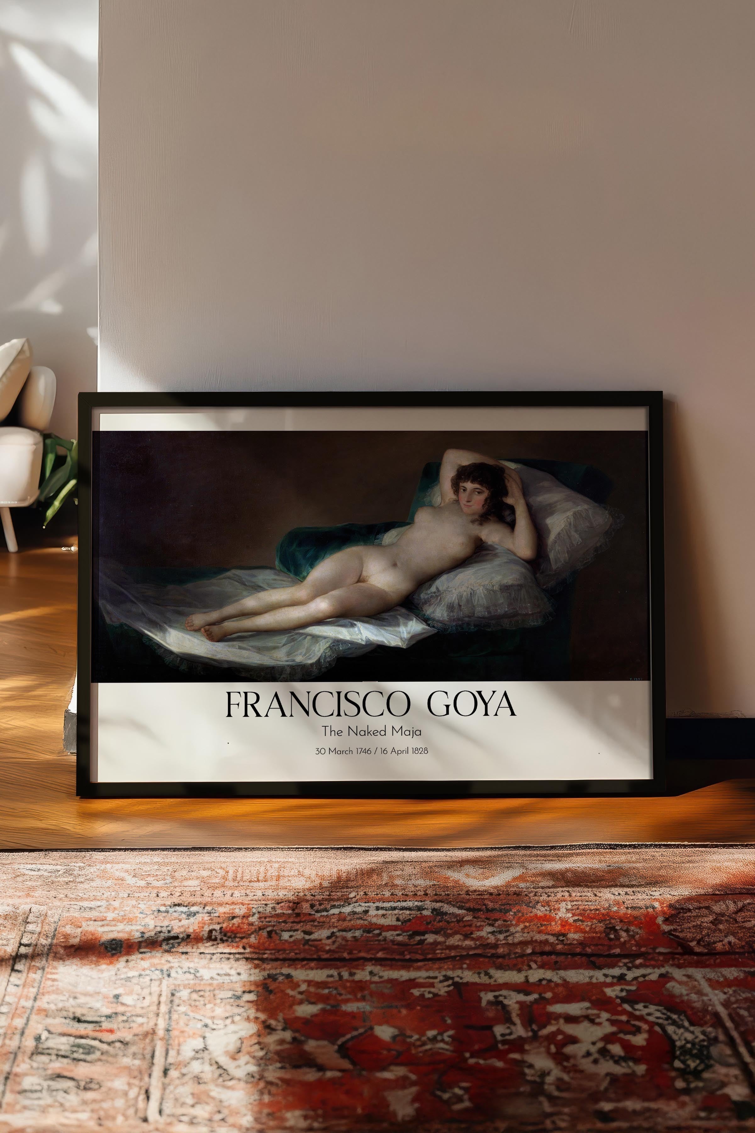 Francisco Goya - The Naked Maja, Siyah Çerçeveli Tablo, Sanat Serisi NO:111881