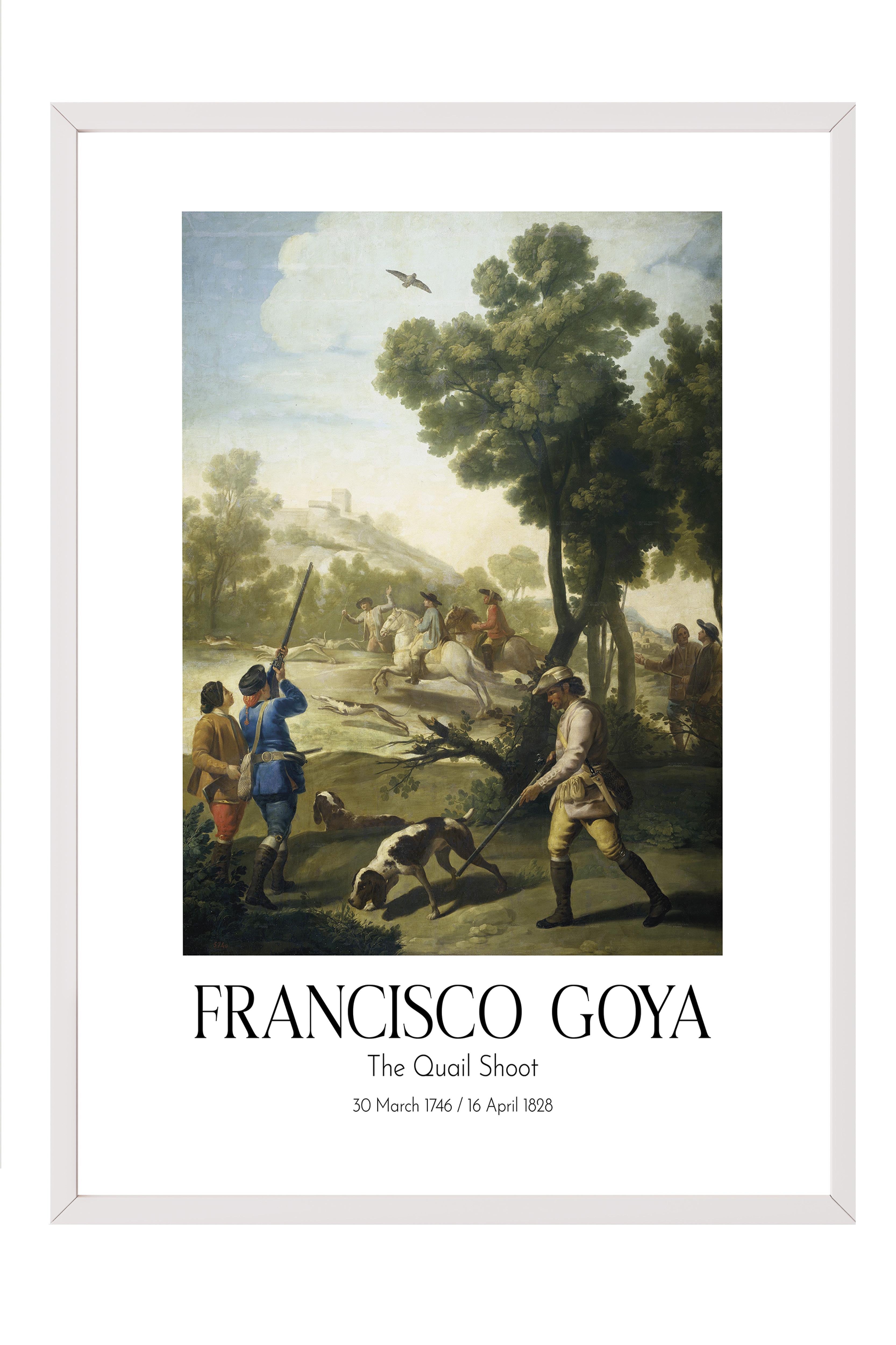 Francisco Goya - The Quail Shoot, Beyaz Çerçeveli Tablo, Sanat Serisi NO:111869