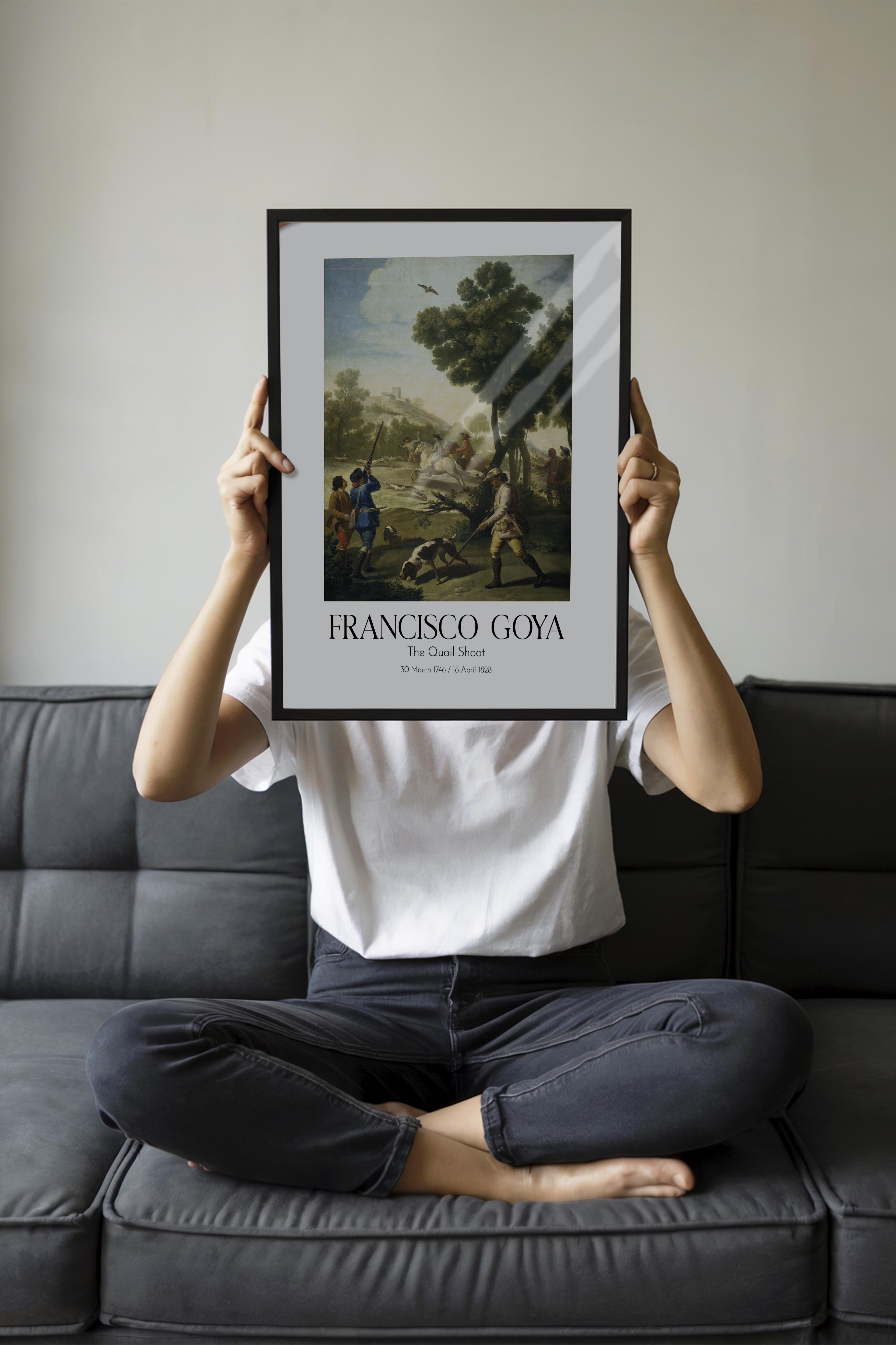 Francisco Goya - The Quail Shoot, Siyah Çerçeveli Tablo, Sanat Serisi NO:111869