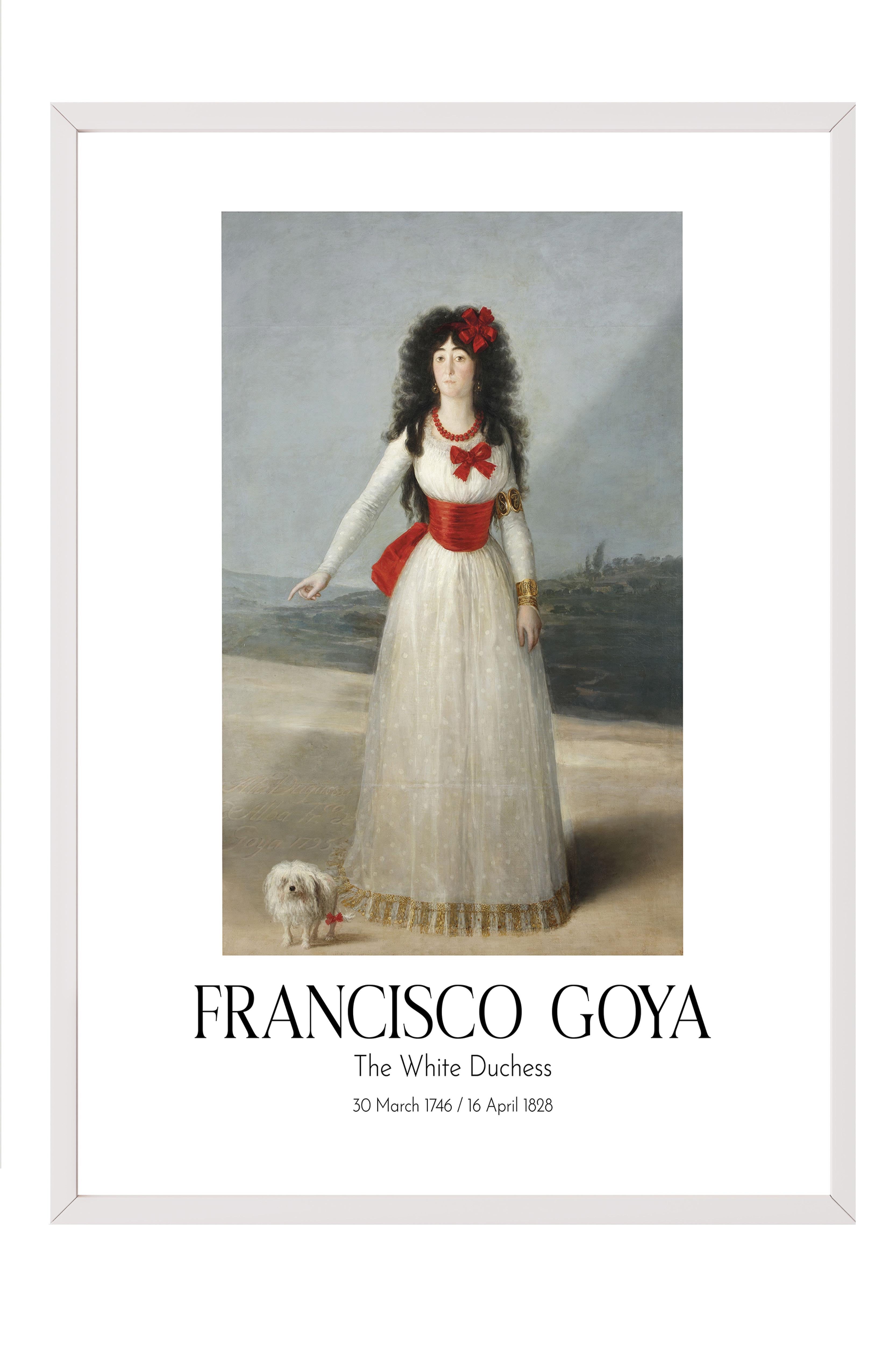 Francisco Goya - The White Duchess, Beyaz Çerçeveli Tablo, Sanat Serisi NO:111873