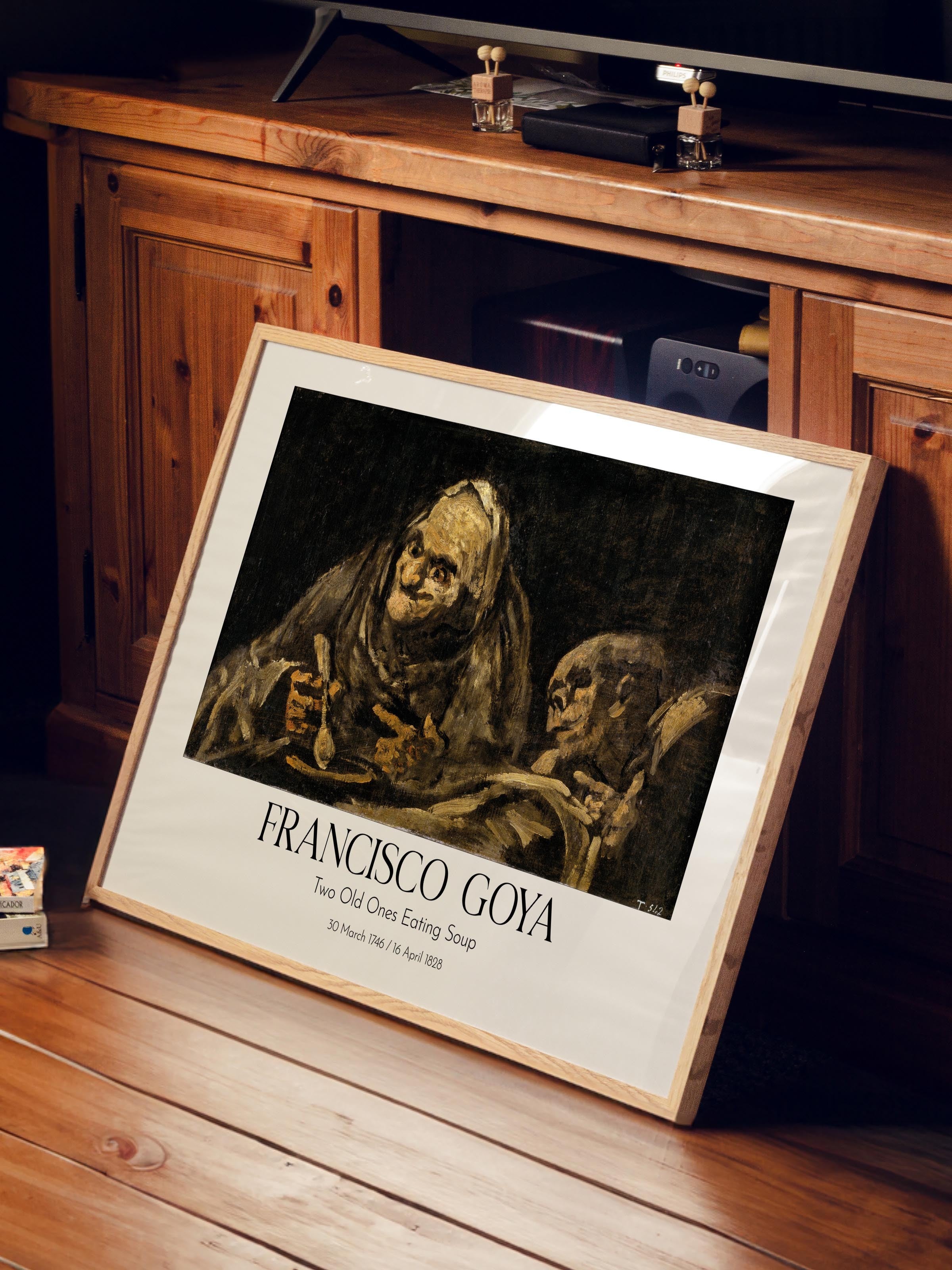 Francisco Goya - Two Old Ones Eating Soup, Ahşap Çerçeveli Tablo, Sanat Serisi NO:111883