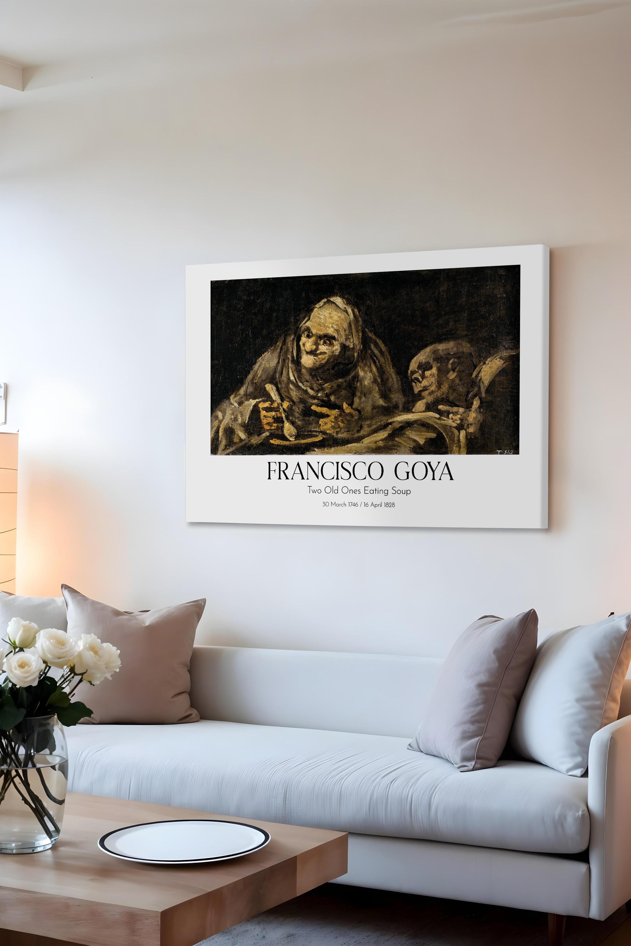 Francisco Goya - Two Old Ones Eating Soup, Kanvas Tablo, Sanat Serisi NO:111883