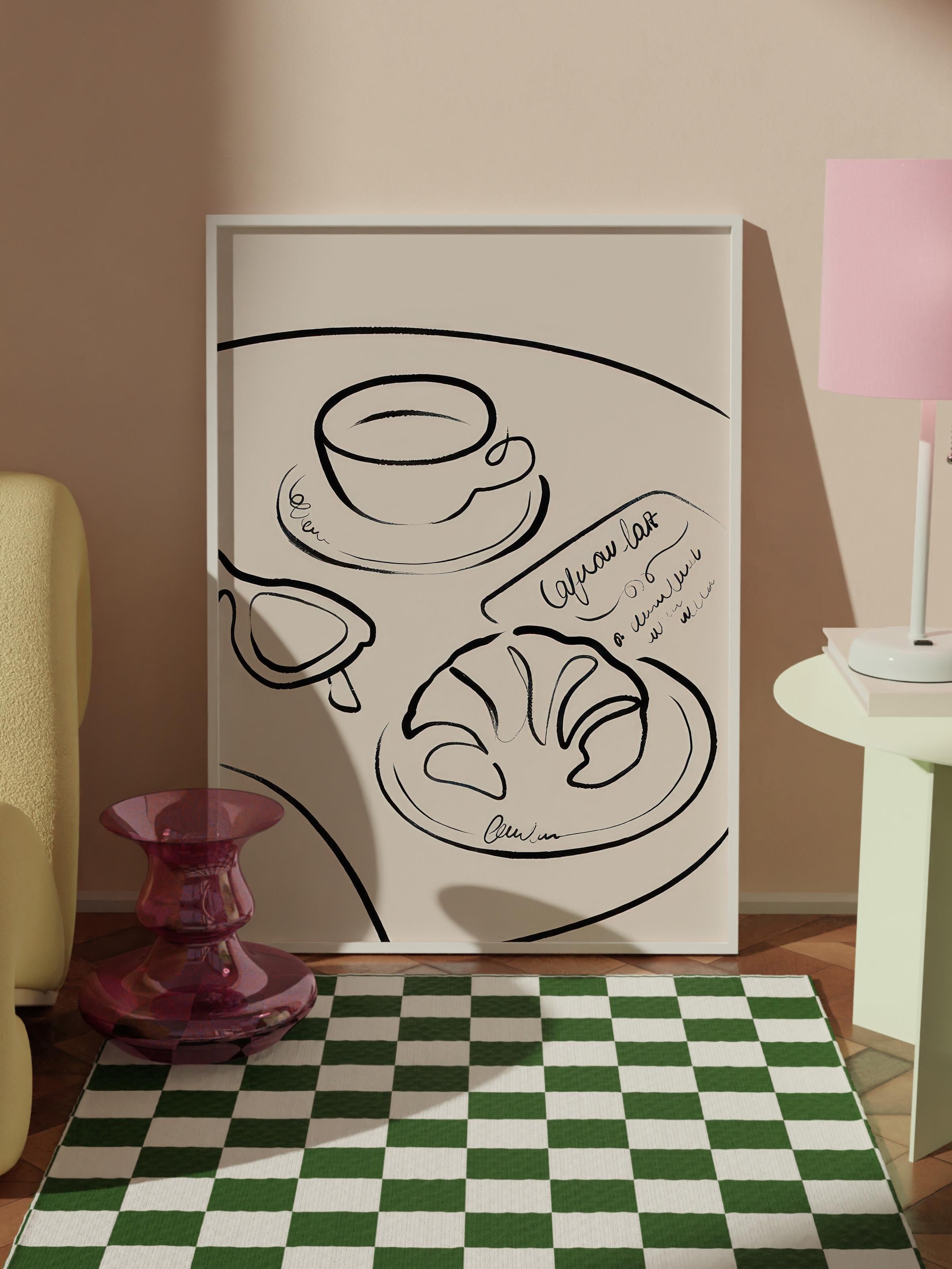French Breakfast Çerçeveli Tablo, Beyaz Çerçeve ve Poster, Duvar Tablosu Comfort Serisi NO:108557
