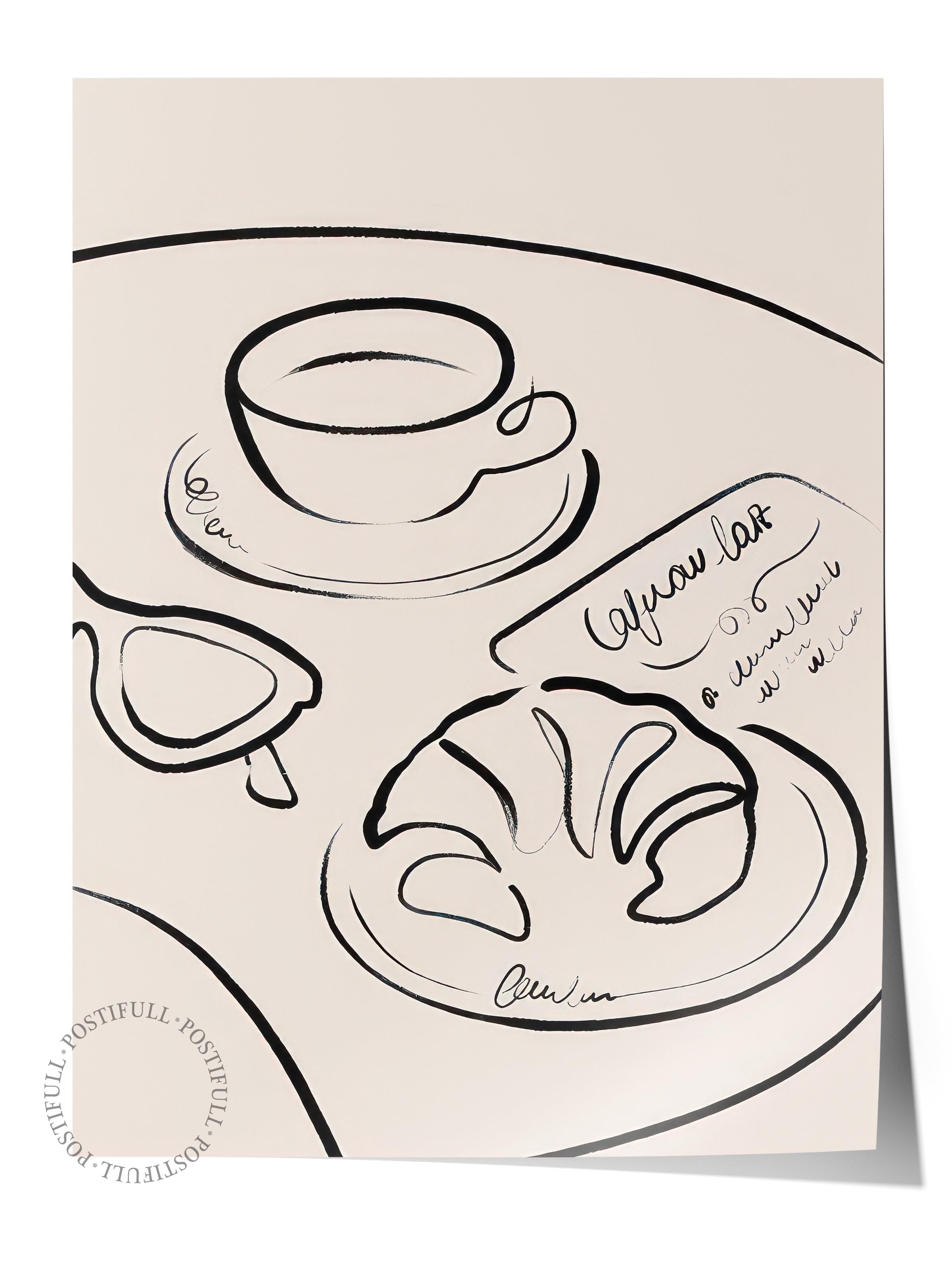 French Breakfast Poster, Çerçevesiz Duvar Posteri, Dikey Duvar Tablosu Comfort Serisi NO:108557