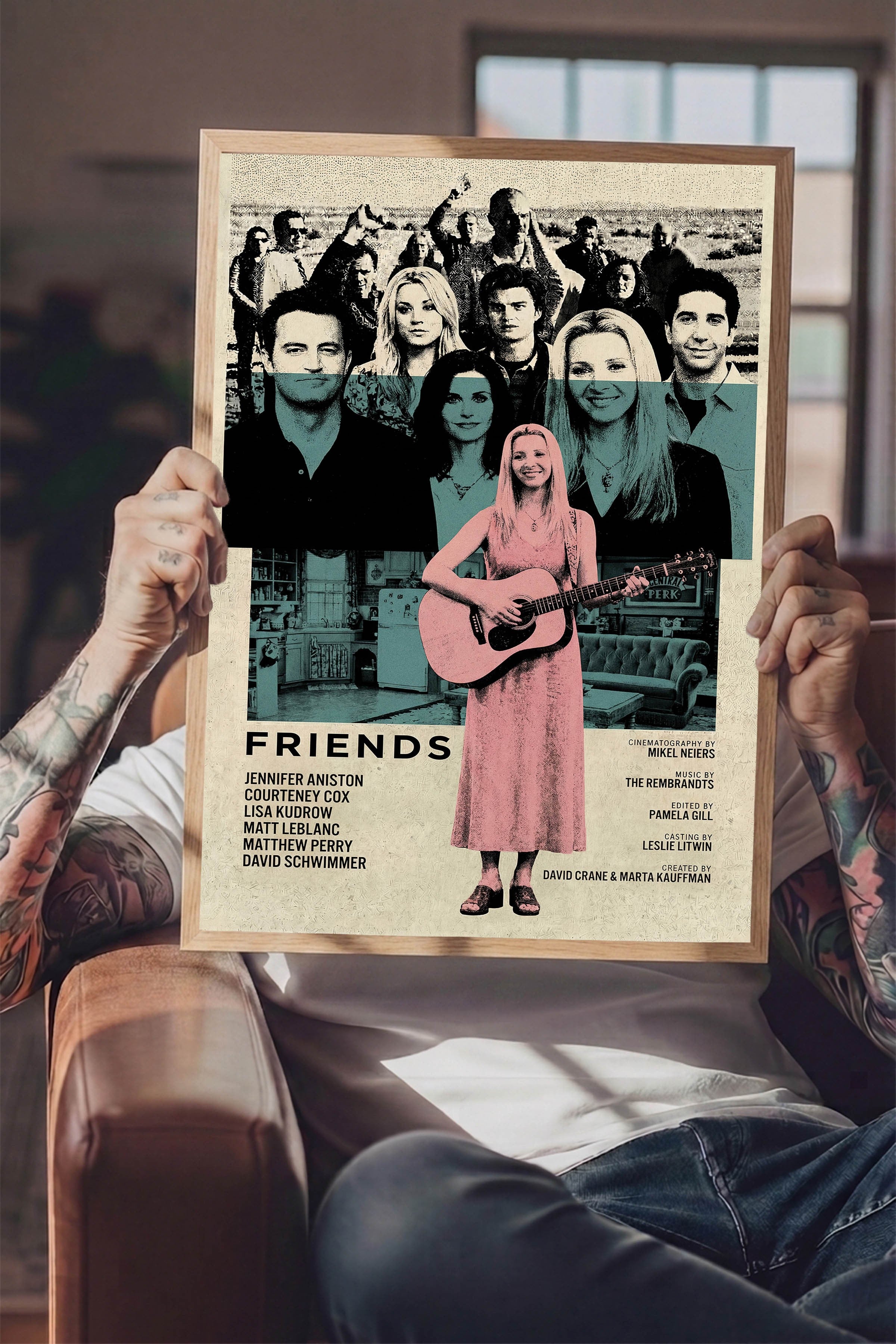 Friends Ahşap Çerçeveli Poster, Sinema ve Dizi Tablo, Film Dizi Afişleri NO:112770