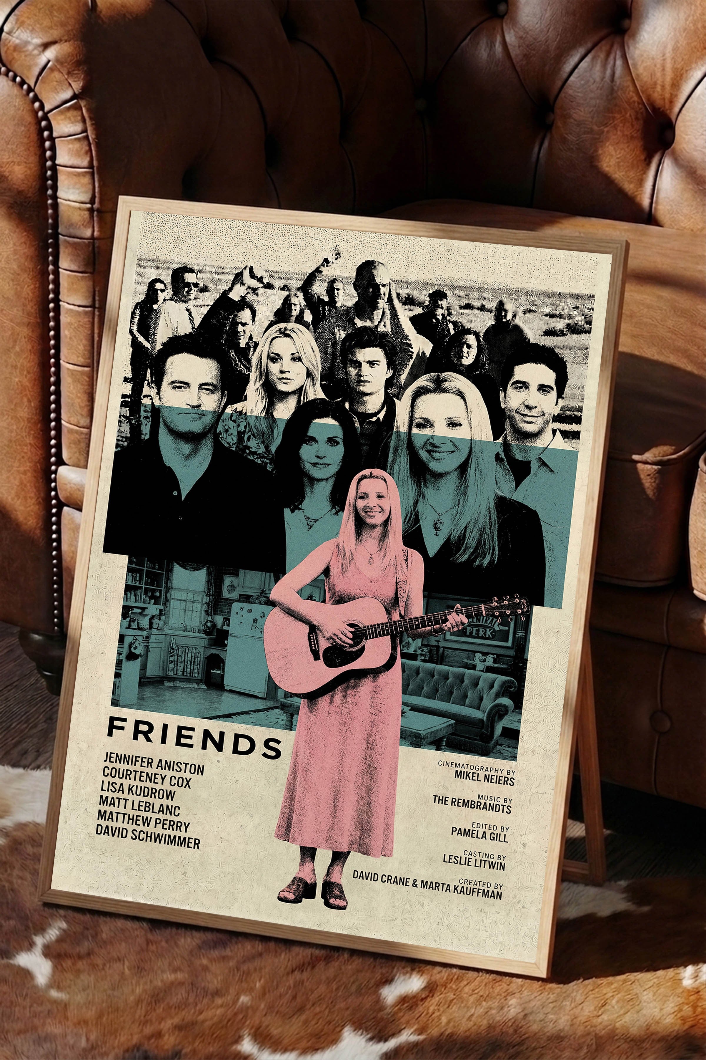 Friends Ahşap Çerçeveli Poster, Sinema ve Dizi Tablo, Film Dizi Afişleri NO:112770