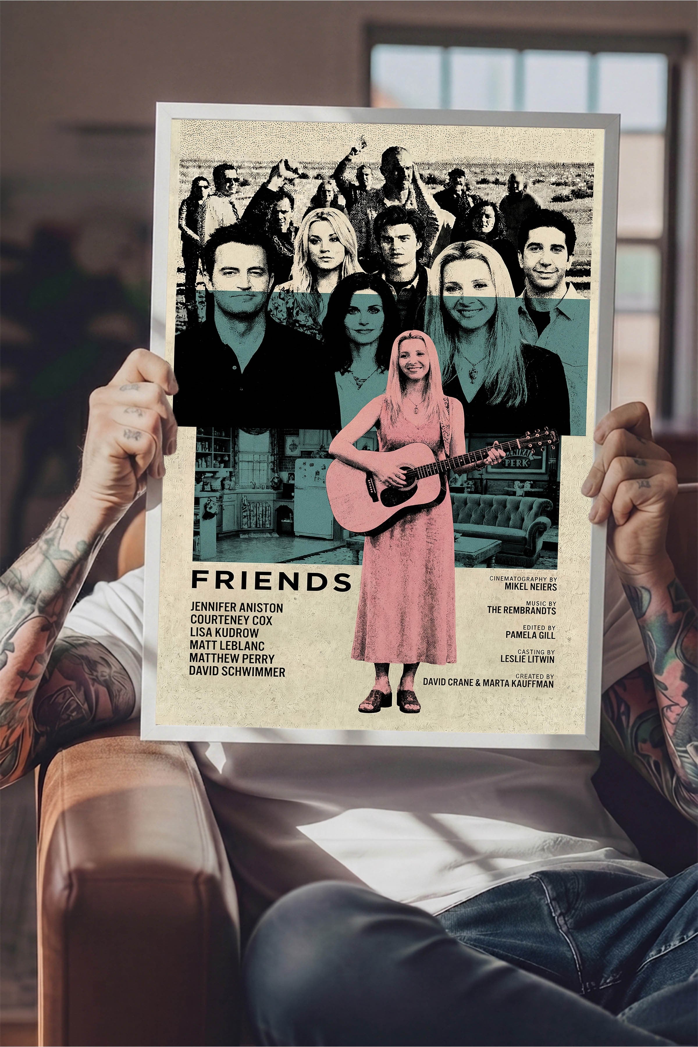 Friends Beyaz Çerçeveli Poster, Sinema ve Dizi Tablo, Film Dizi Afişleri NO:112770