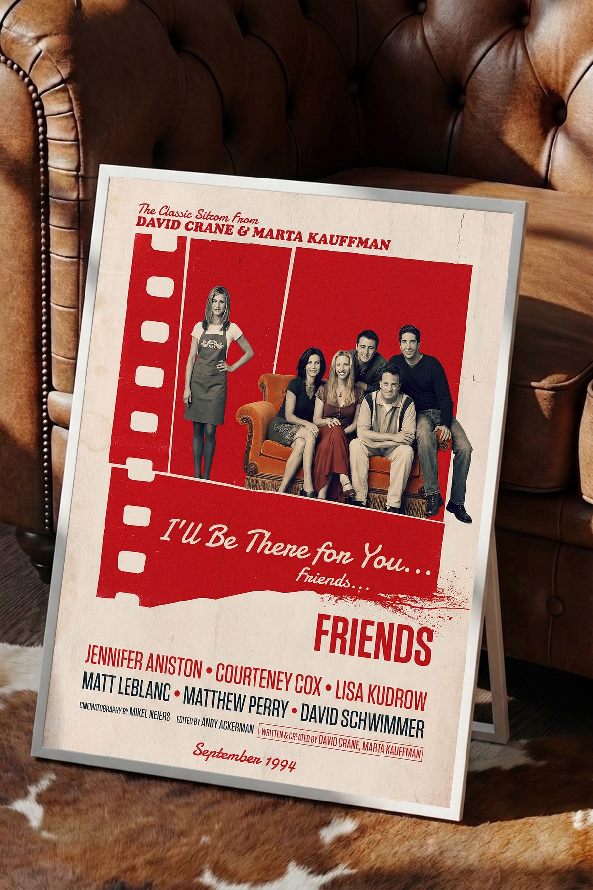 Friends Beyaz Çerçeveli Poster, Sinema ve Dizi Tablo, Film Dizi Afişleri NO:112846