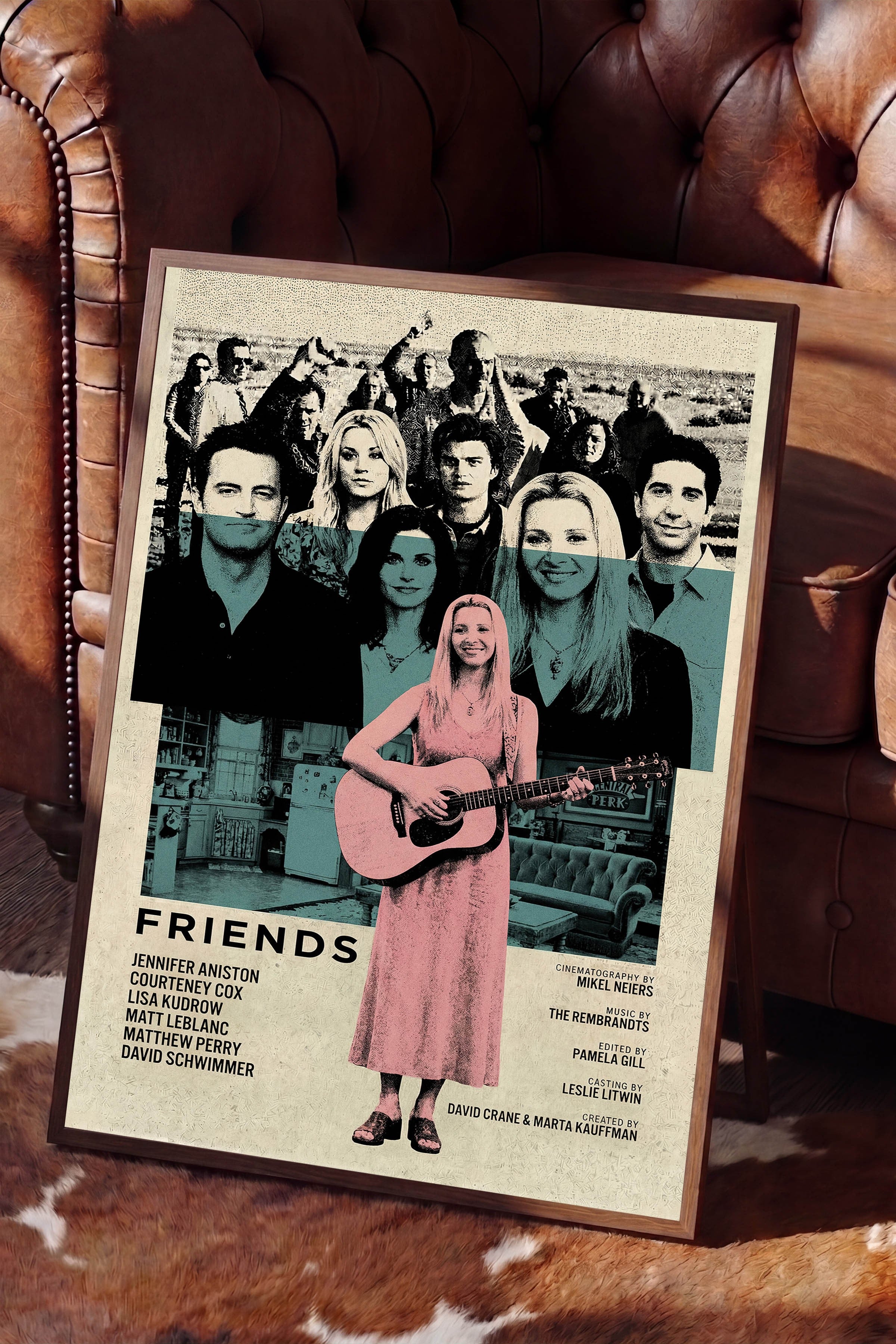 Friends Kahverengi Çerçeveli Poster, Sinema ve Dizi Tablo, Film Dizi Afişleri NO:112770