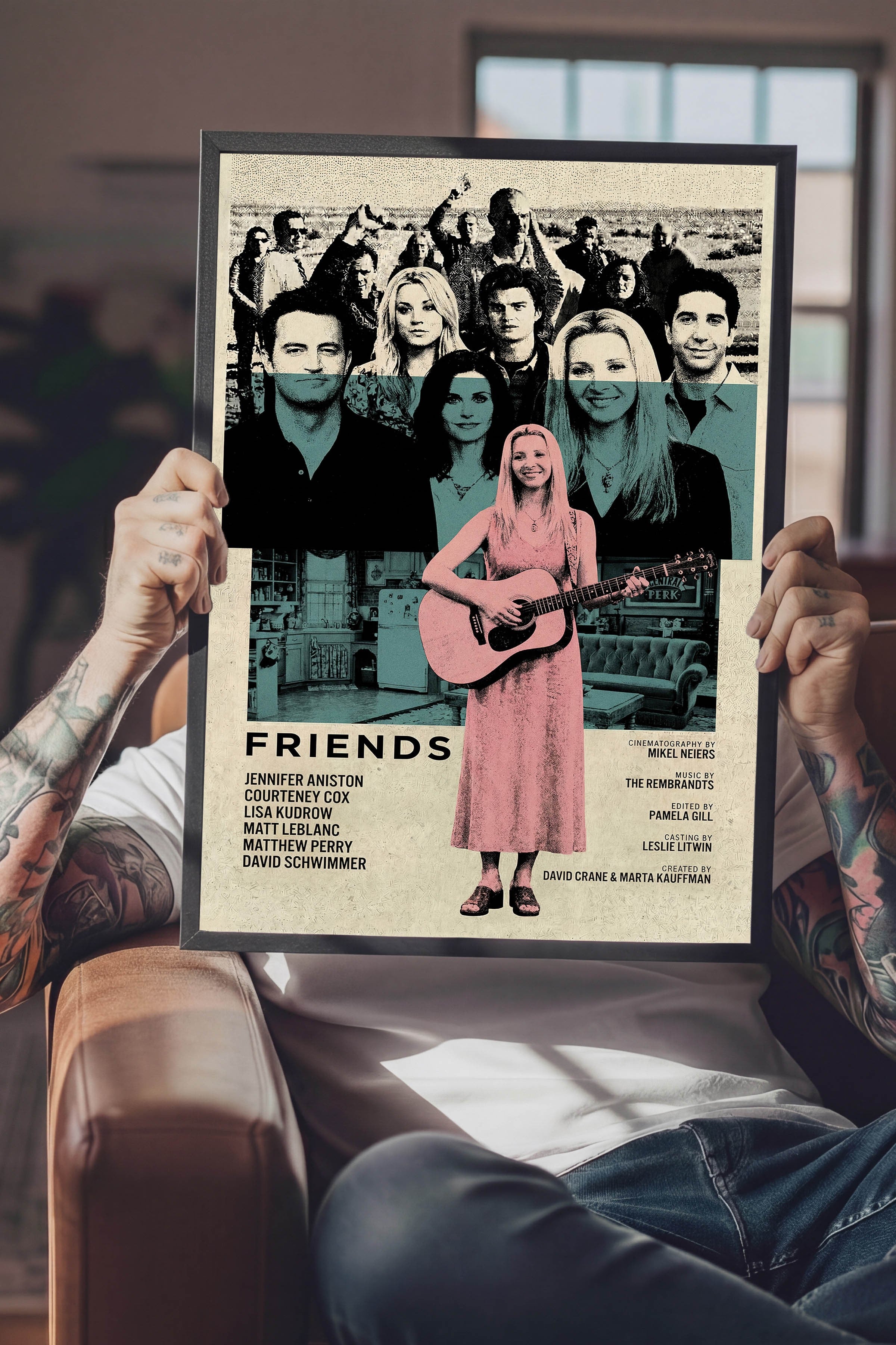 Friends Siyah Çerçeveli Poster, Sinema ve Dizi Tablo, Film Dizi Afişleri NO:112770