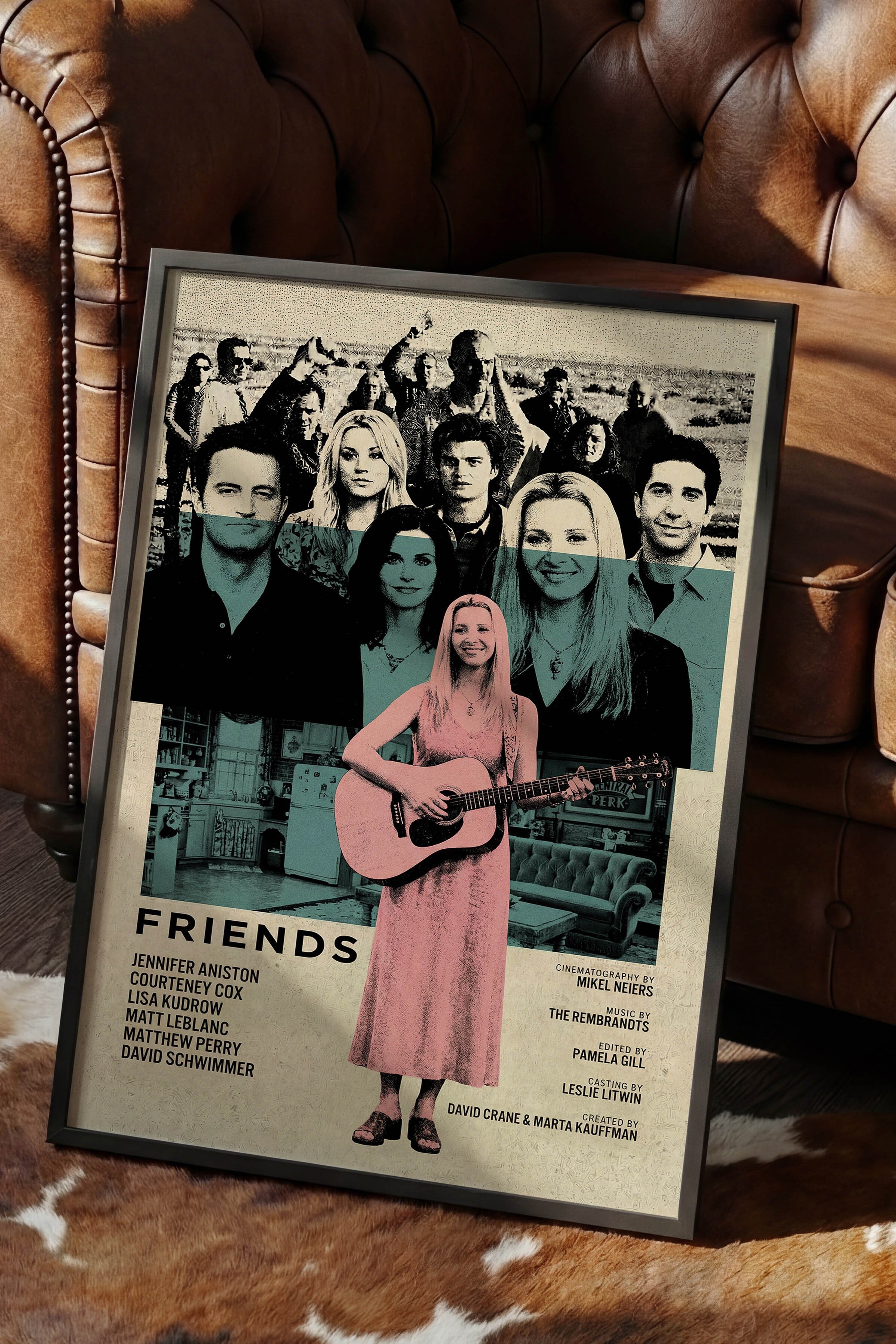 Friends Siyah Çerçeveli Poster, Sinema ve Dizi Tablo, Film Dizi Afişleri NO:112770