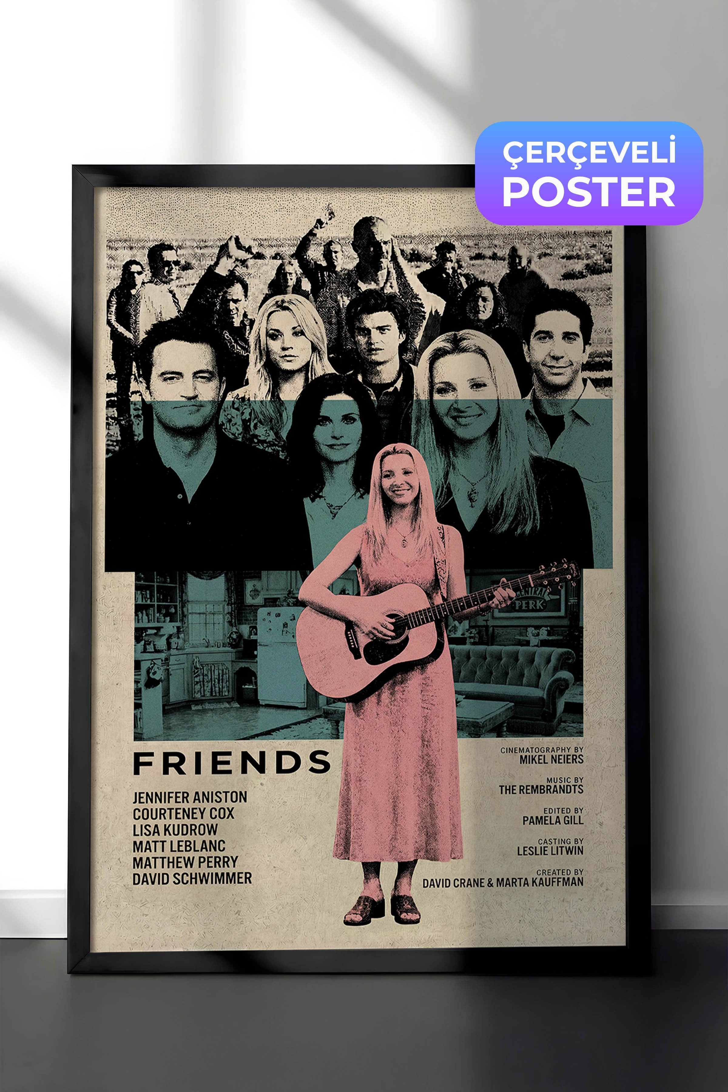 Friends Siyah Çerçeveli Poster, Sinema ve Dizi Tablo, Film Dizi Afişleri NO:112770