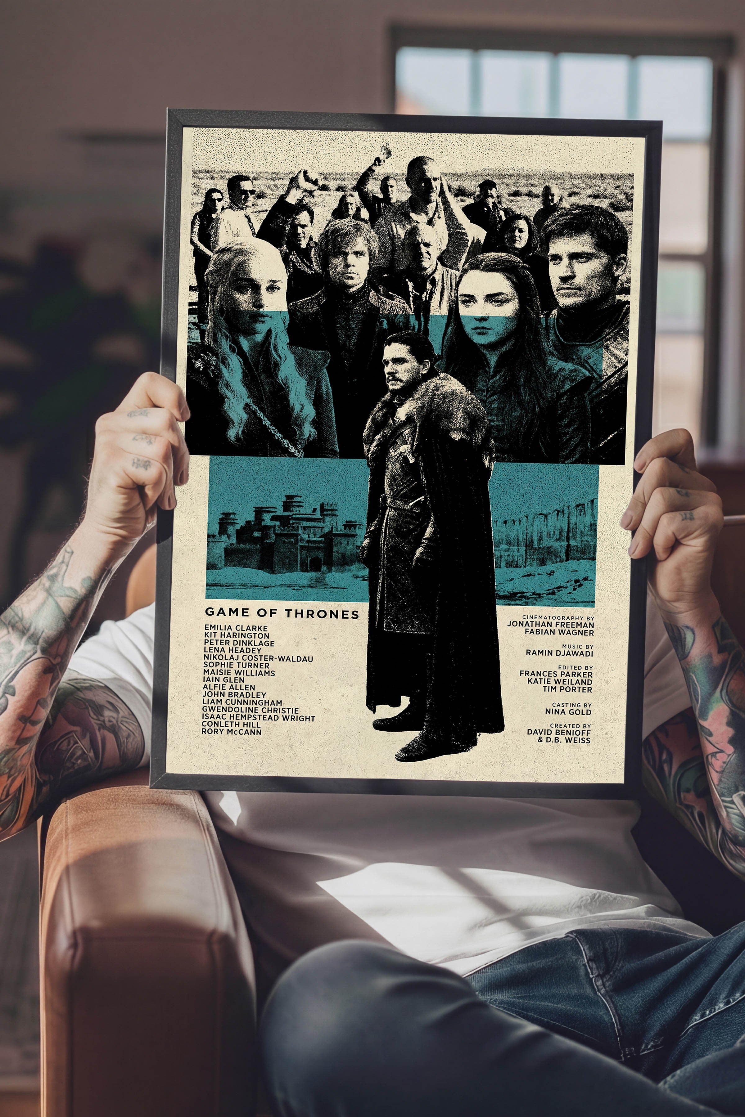 Game of Thrones Siyah Çerçeveli Poster, Sinema ve Dizi Tablo, Film Dizi Afişleri NO:112766