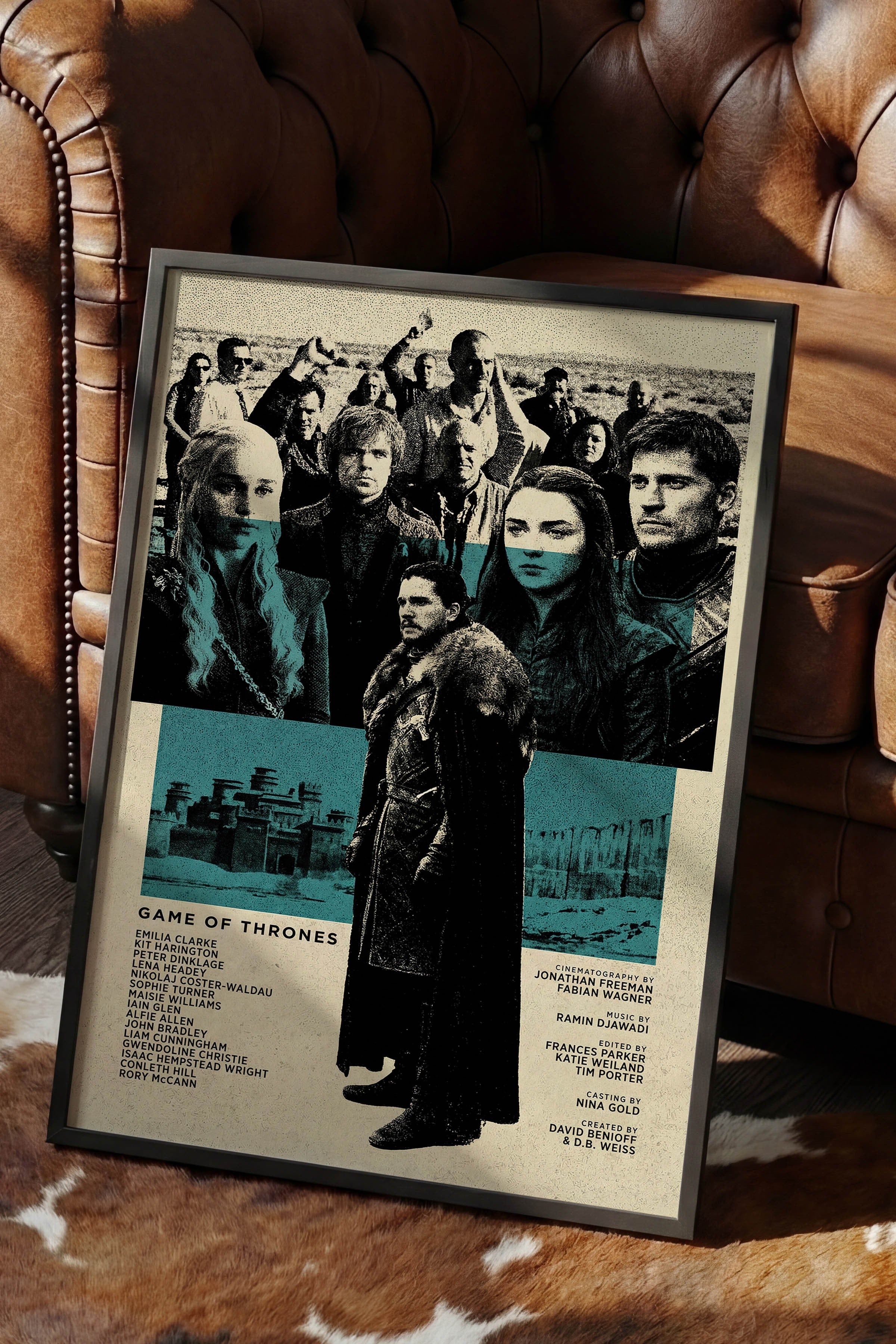 Game of Thrones Siyah Çerçeveli Poster, Sinema ve Dizi Tablo, Film Dizi Afişleri NO:112766
