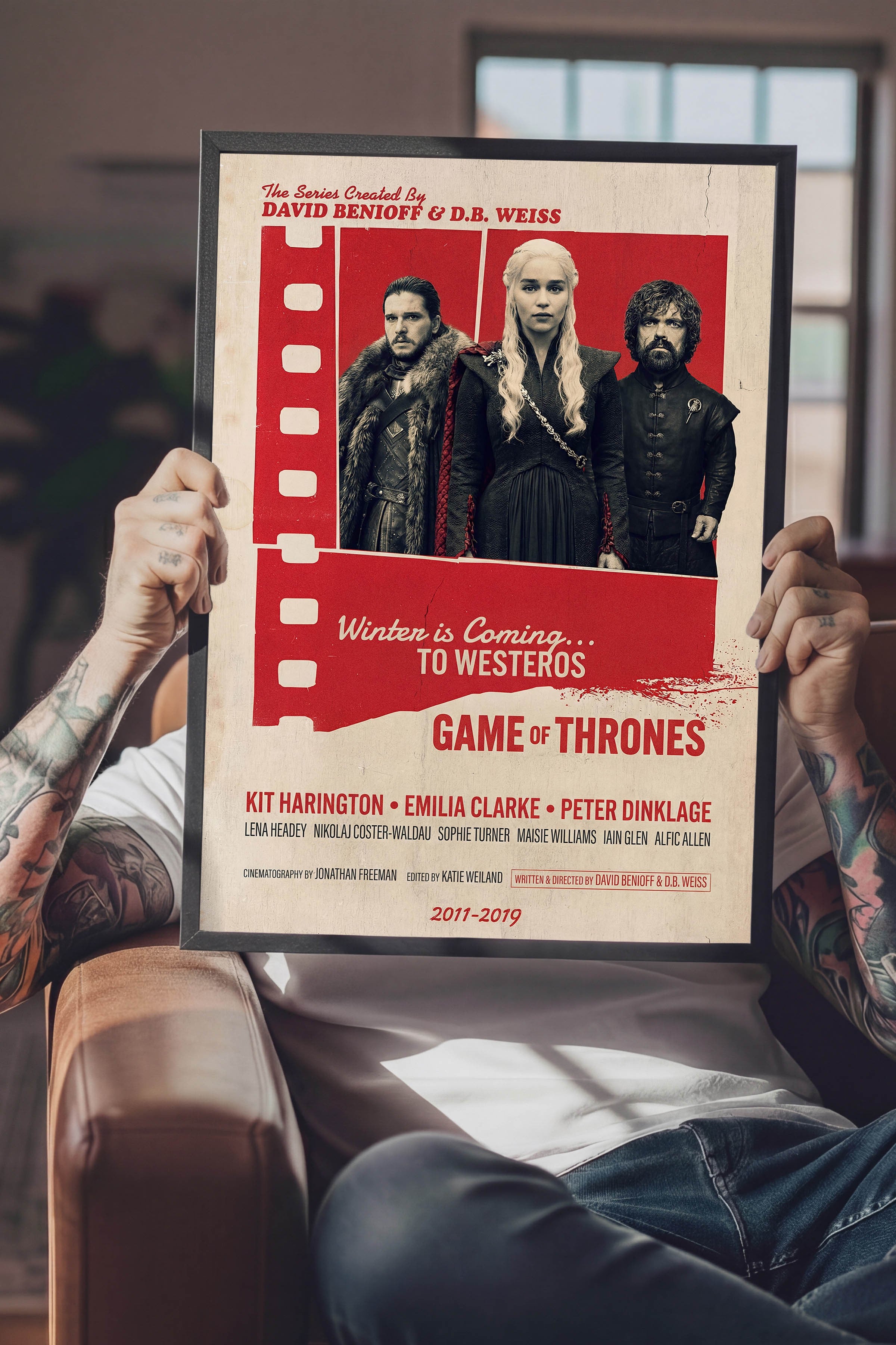 Game of Thrones Siyah Çerçeveli Poster, Sinema ve Dizi Tablo, Film Dizi Afişleri NO:112842
