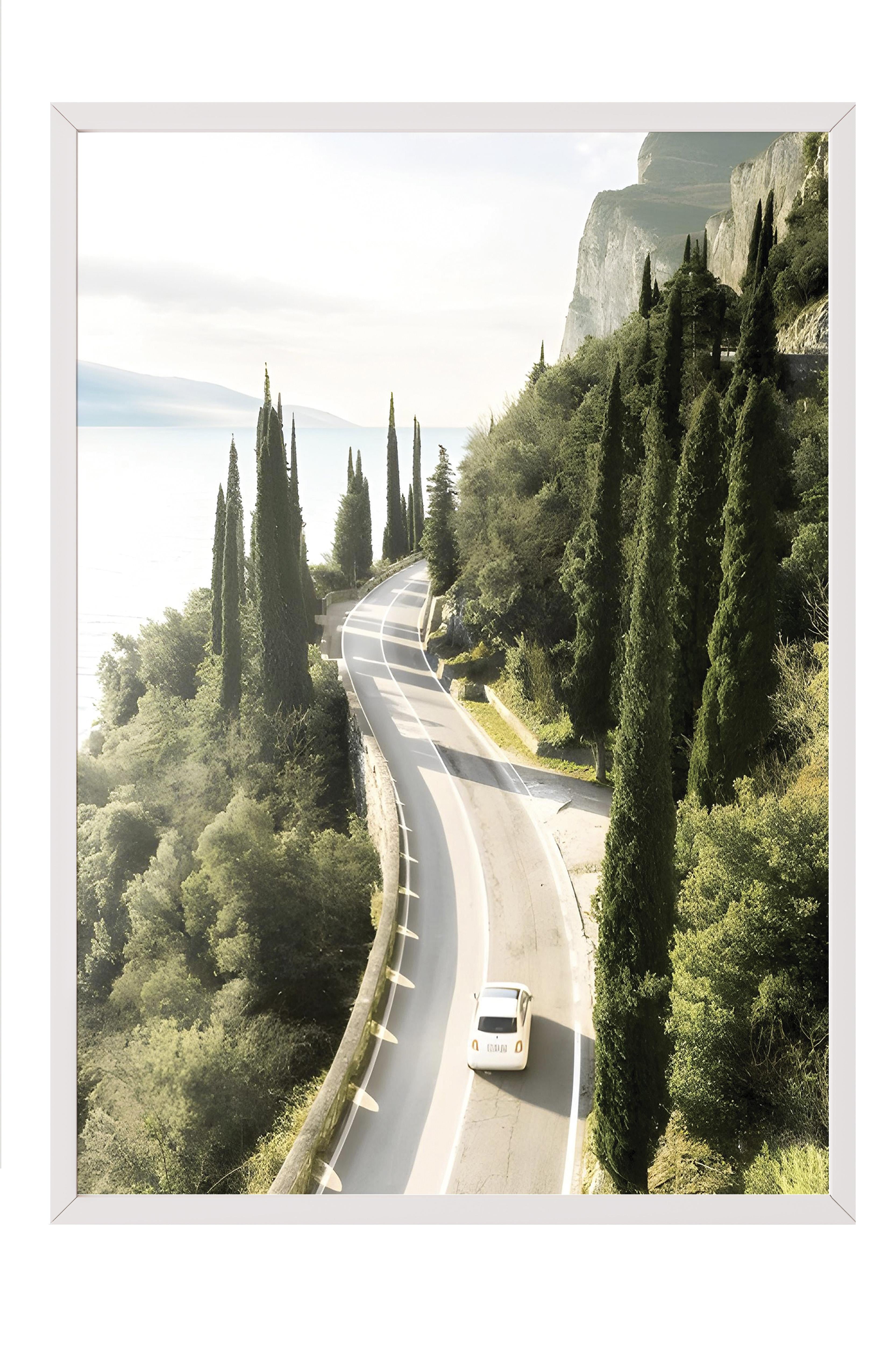 Garda Road  Çerçeveli Tablo, Beyaz Çerçeve ve Poster, Dikey Duvar Tablosu Comfort Serisi NO:108320