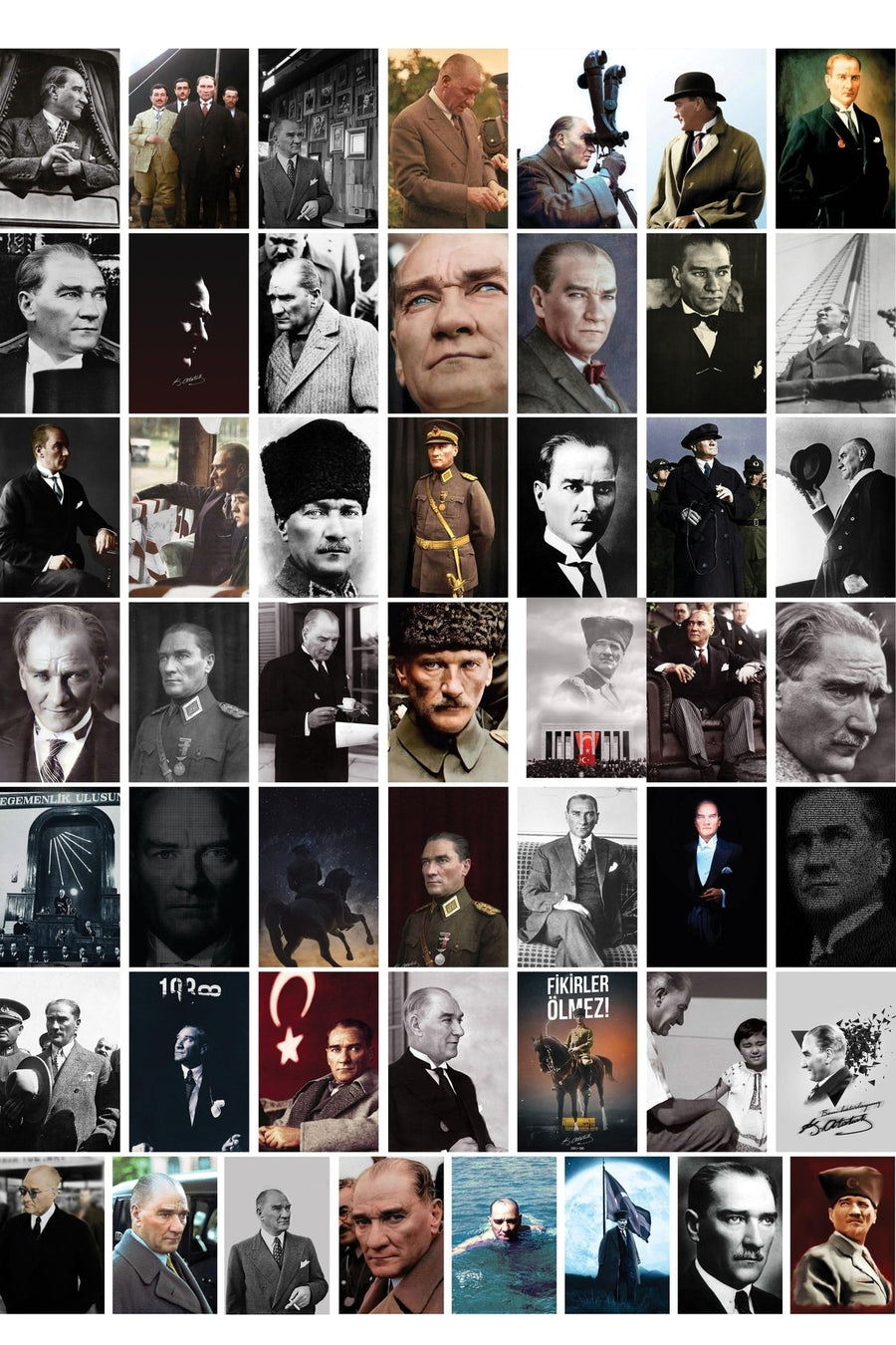 Gazi Mustafa Kemal Atatürk Poster Seti, 50 Adet 10*15 Cm Kolaj Seti,bant Hediyeli Kutulu Set