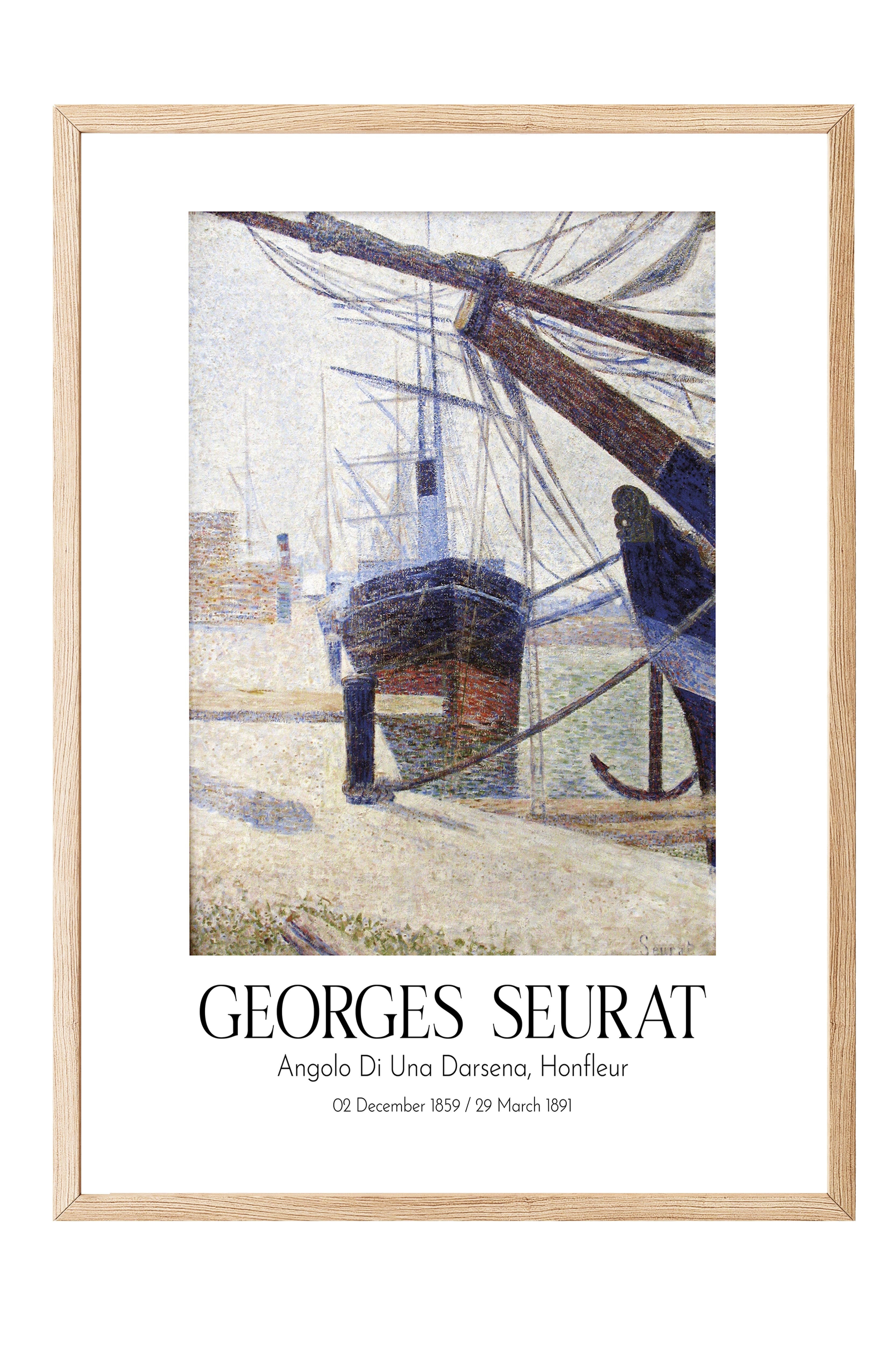Georges Seurat - Angolo Di Una Darsena, Honfleur, Ahşap Çerçeveli Tablo, Sanat Serisi NO:111902
