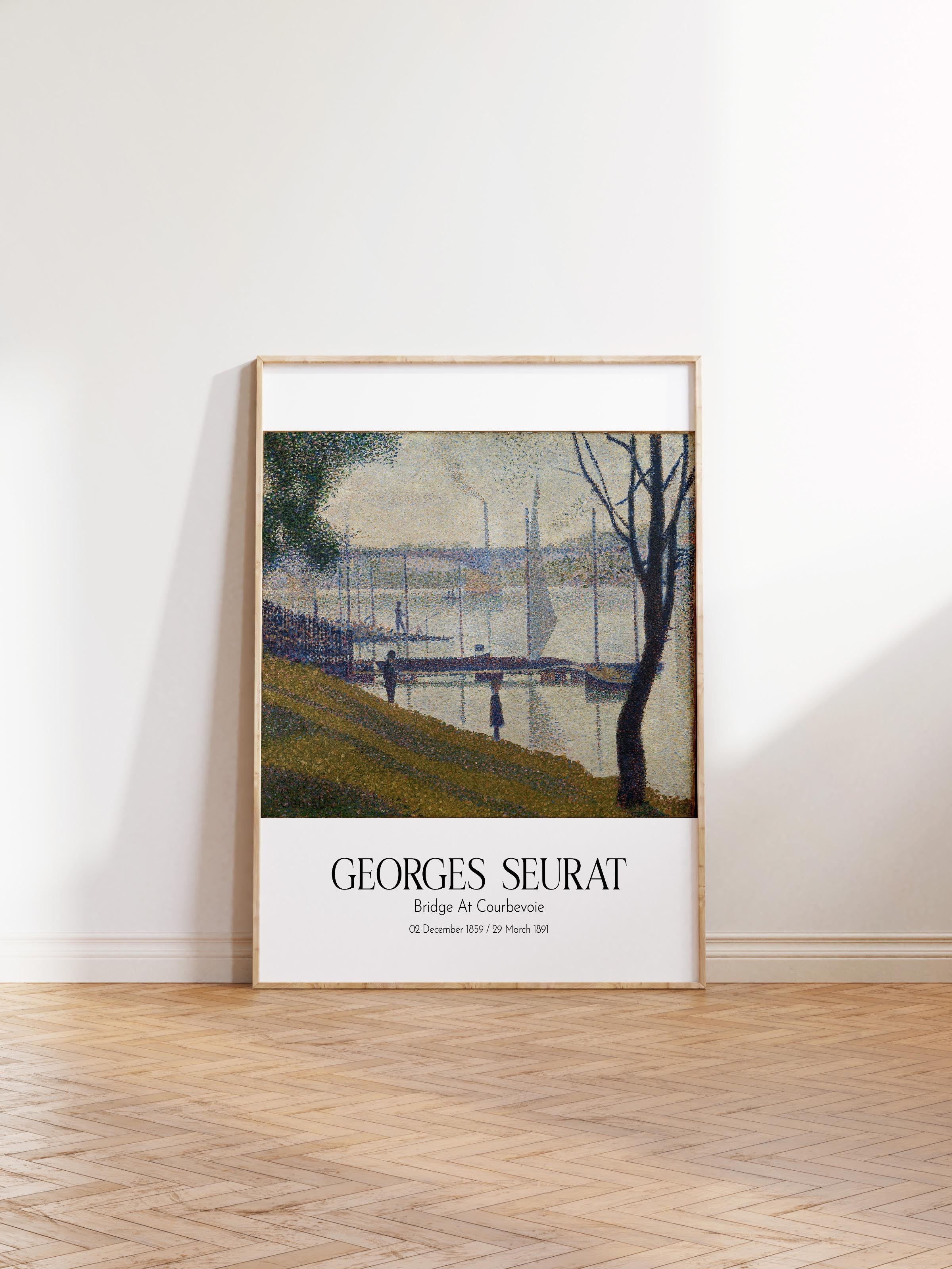Georges Seurat - Bridge At Courbevoie, Ahşap Çerçeveli Tablo, Sanat Serisi NO:111904