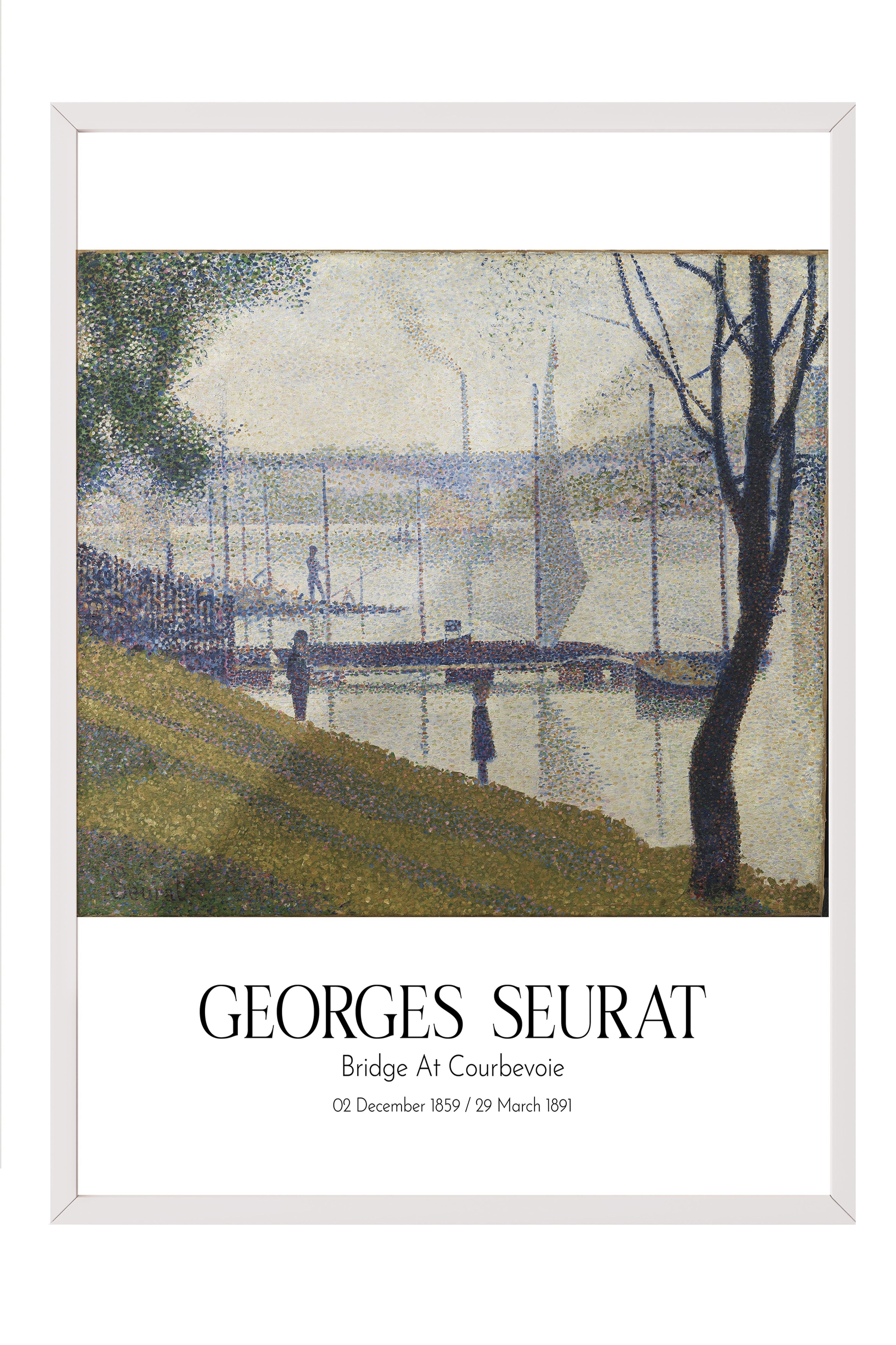 Georges Seurat - Bridge At Courbevoie, Beyaz Çerçeveli Tablo, Sanat Serisi NO:111904