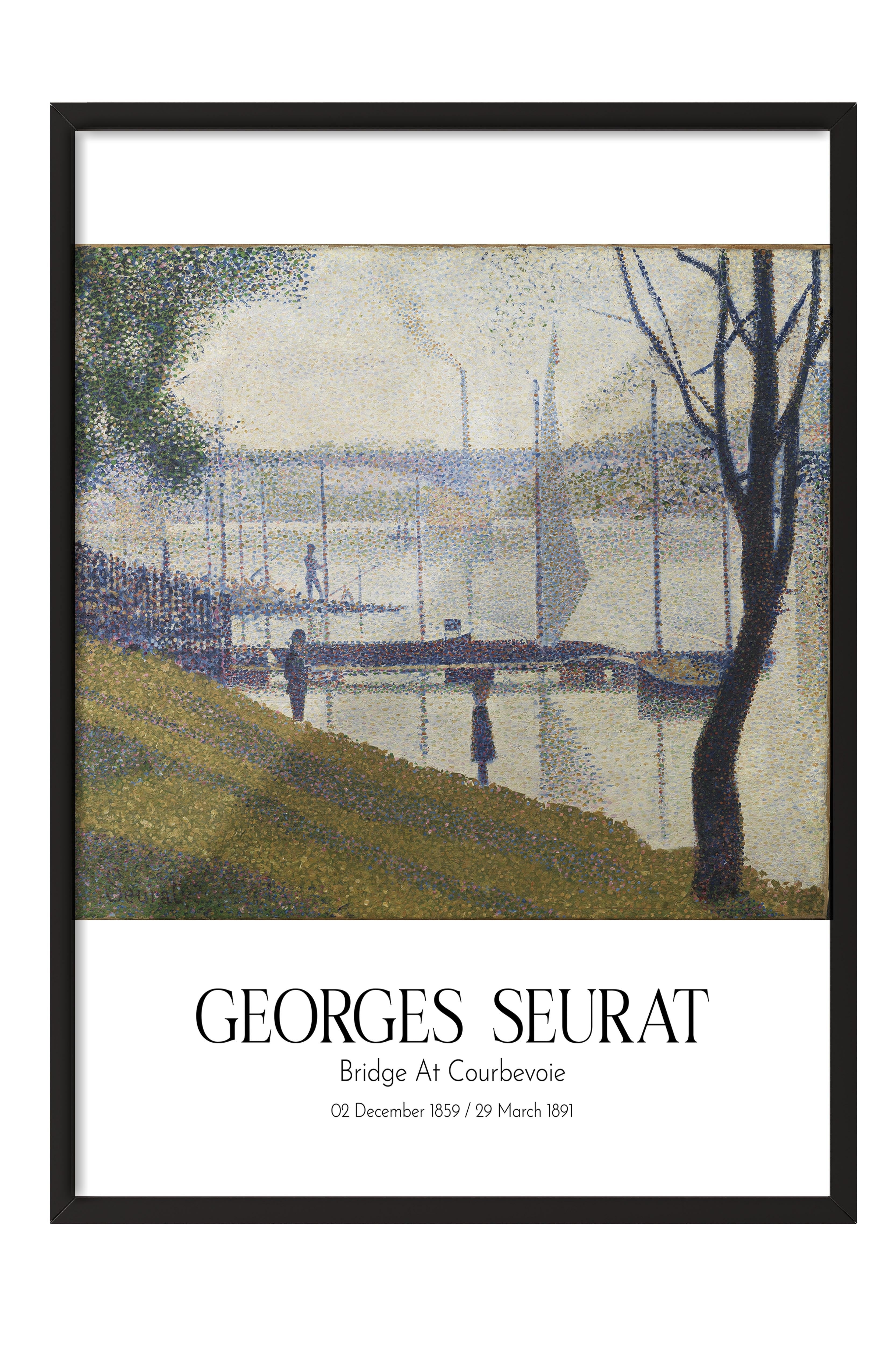 Georges Seurat - Bridge At Courbevoie, Siyah Çerçeveli Tablo, Sanat Serisi NO:111904