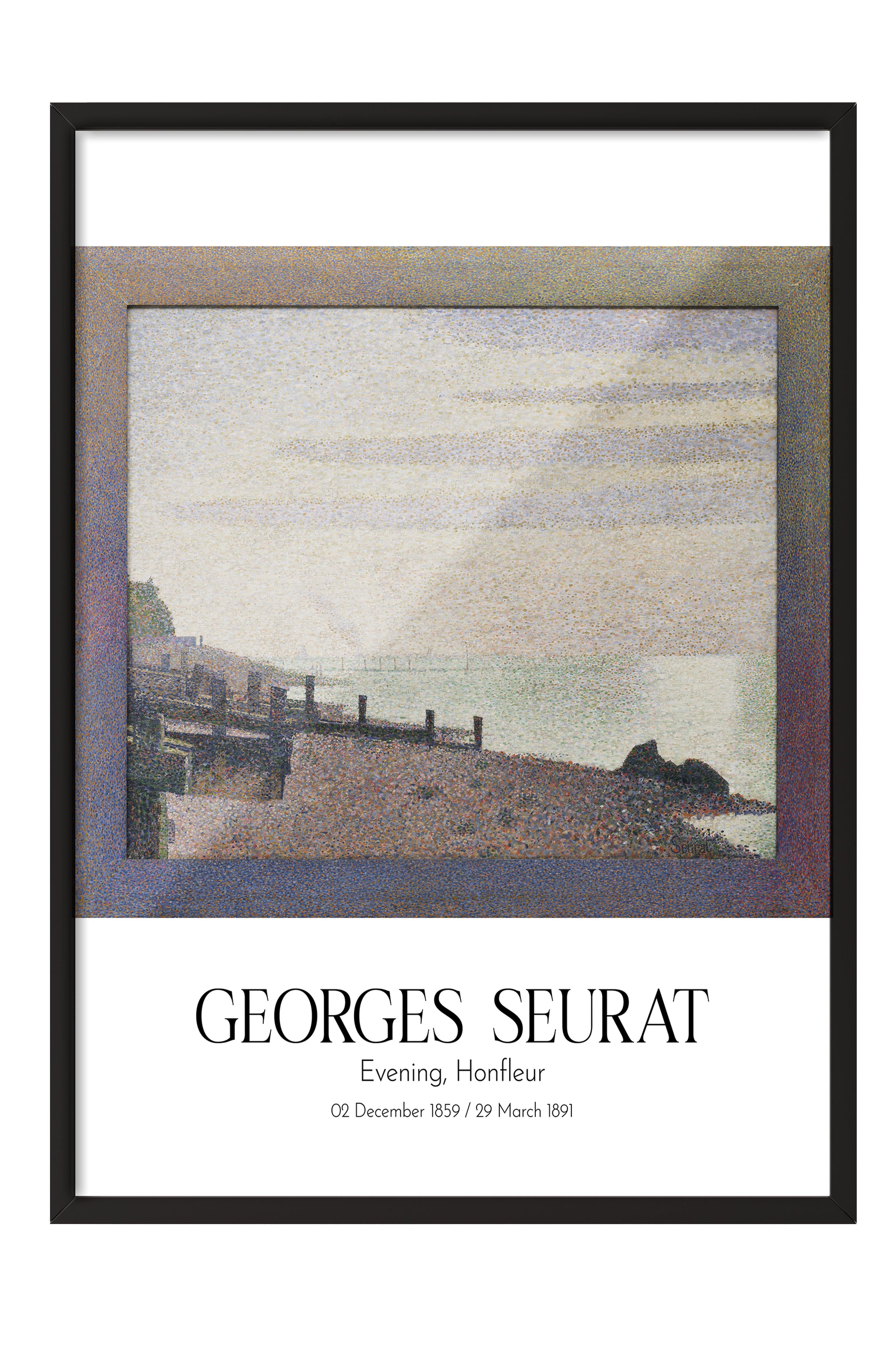Georges Seurat - Evening, Honfleur, Siyah Çerçeveli Tablo, Sanat Serisi NO:111905