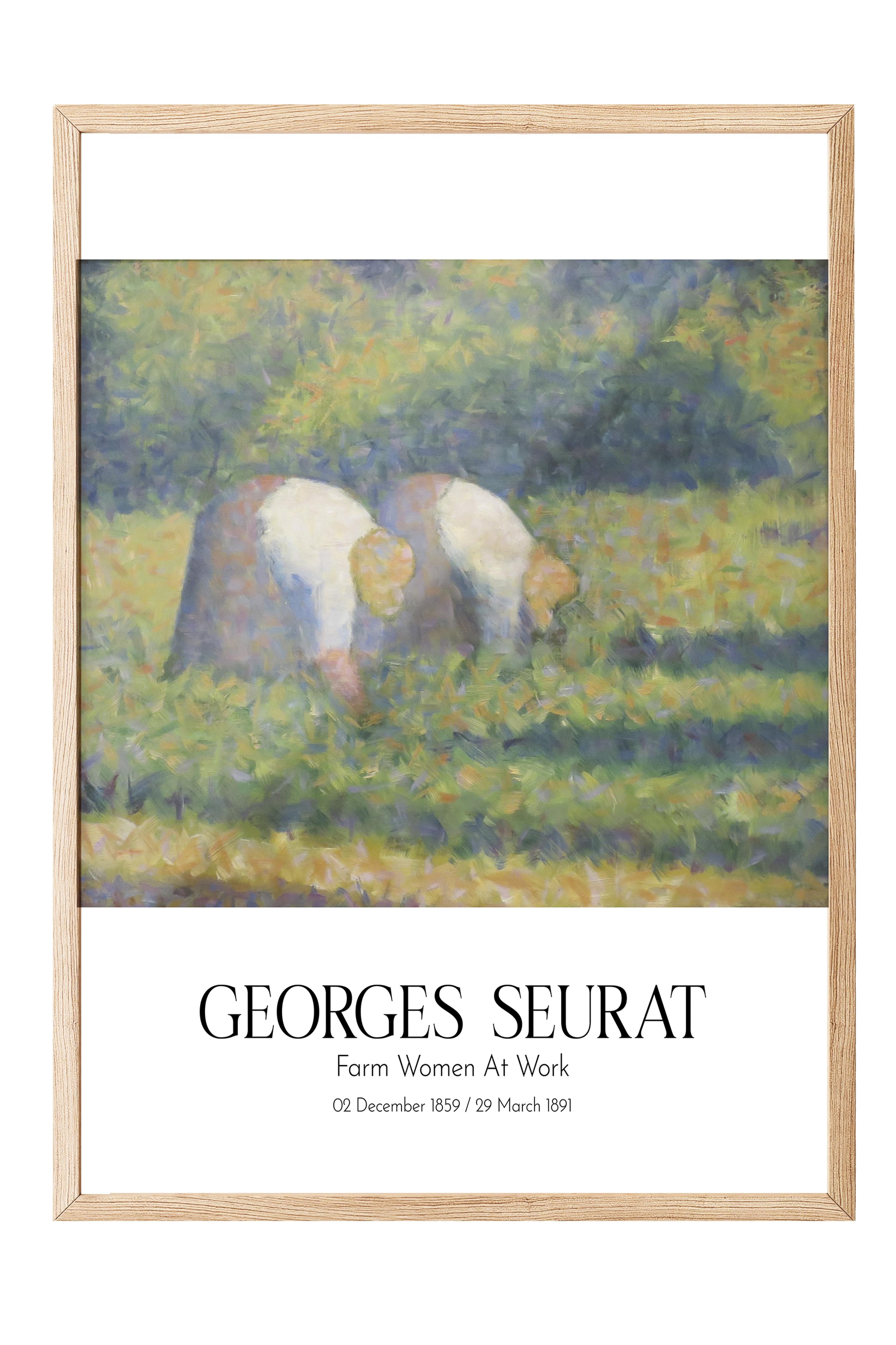 Georges Seurat - Farm Women At Work, Ahşap Çerçeveli Tablo, Sanat Serisi NO:111906