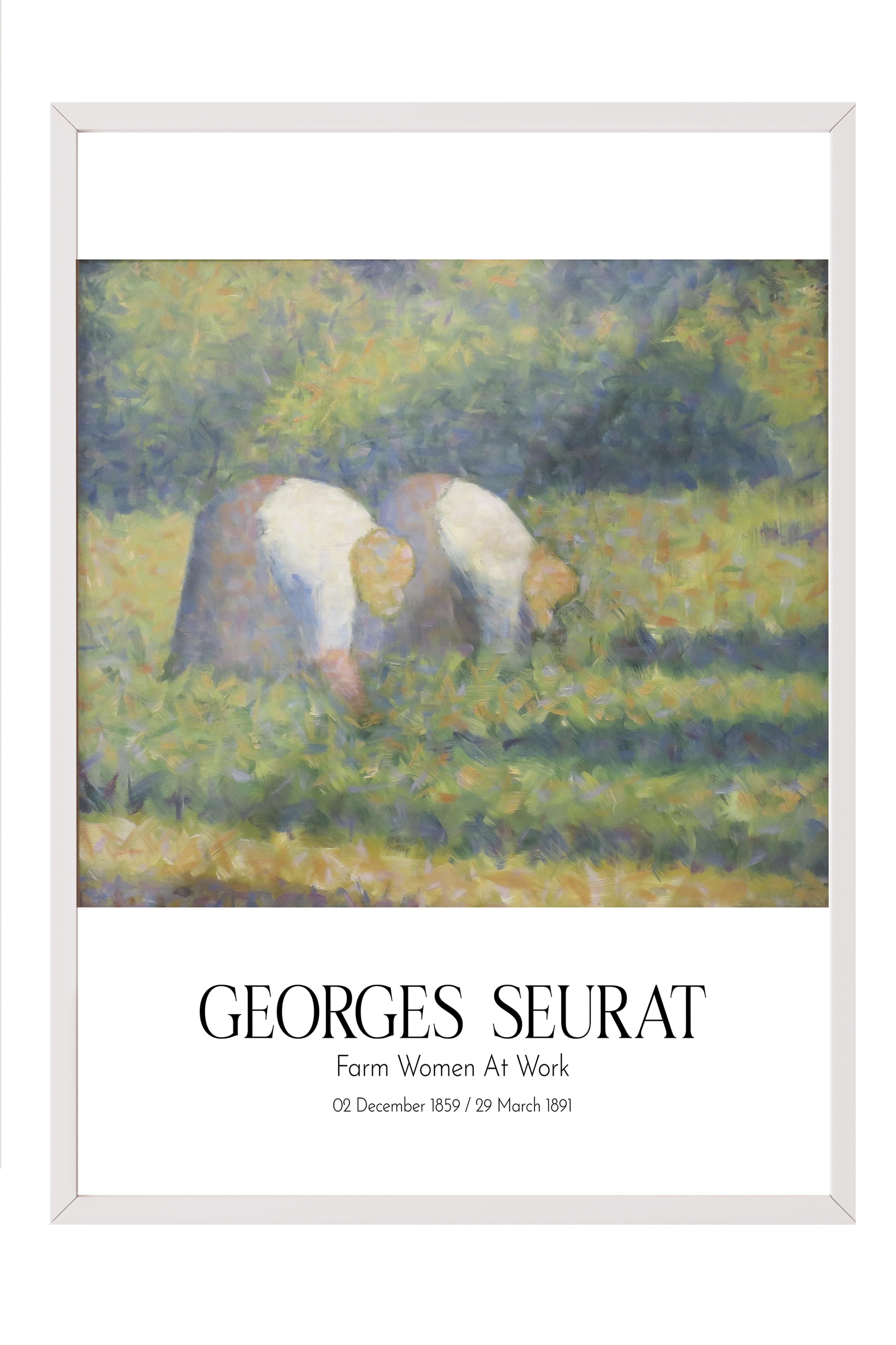 Georges Seurat - Farm Women At Work, Beyaz Çerçeveli Tablo, Sanat Serisi NO:111906