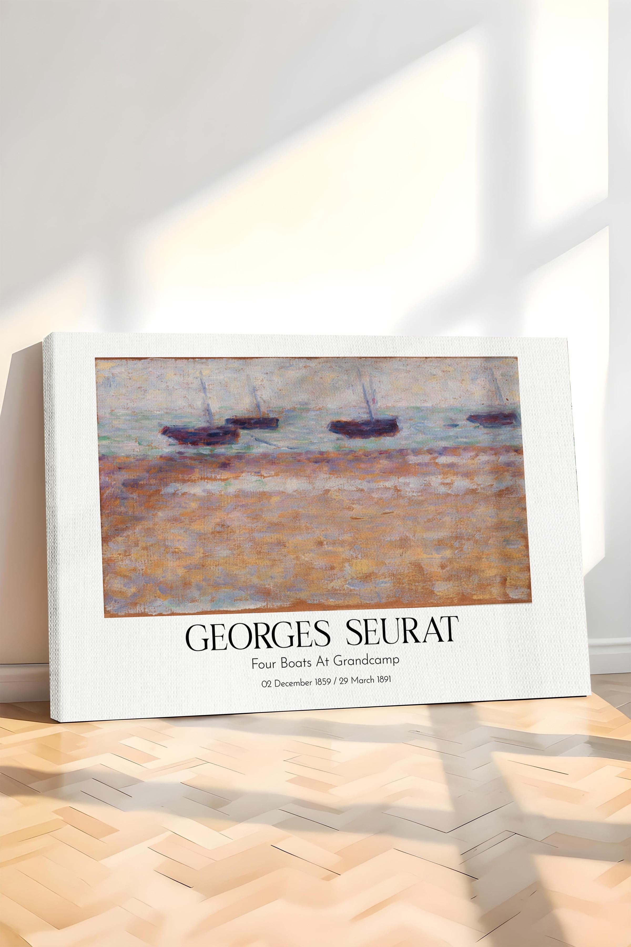 Georges Seurat - Four Boats At Grandcamp, Kanvas Tablo, Sanat Serisi NO:111930