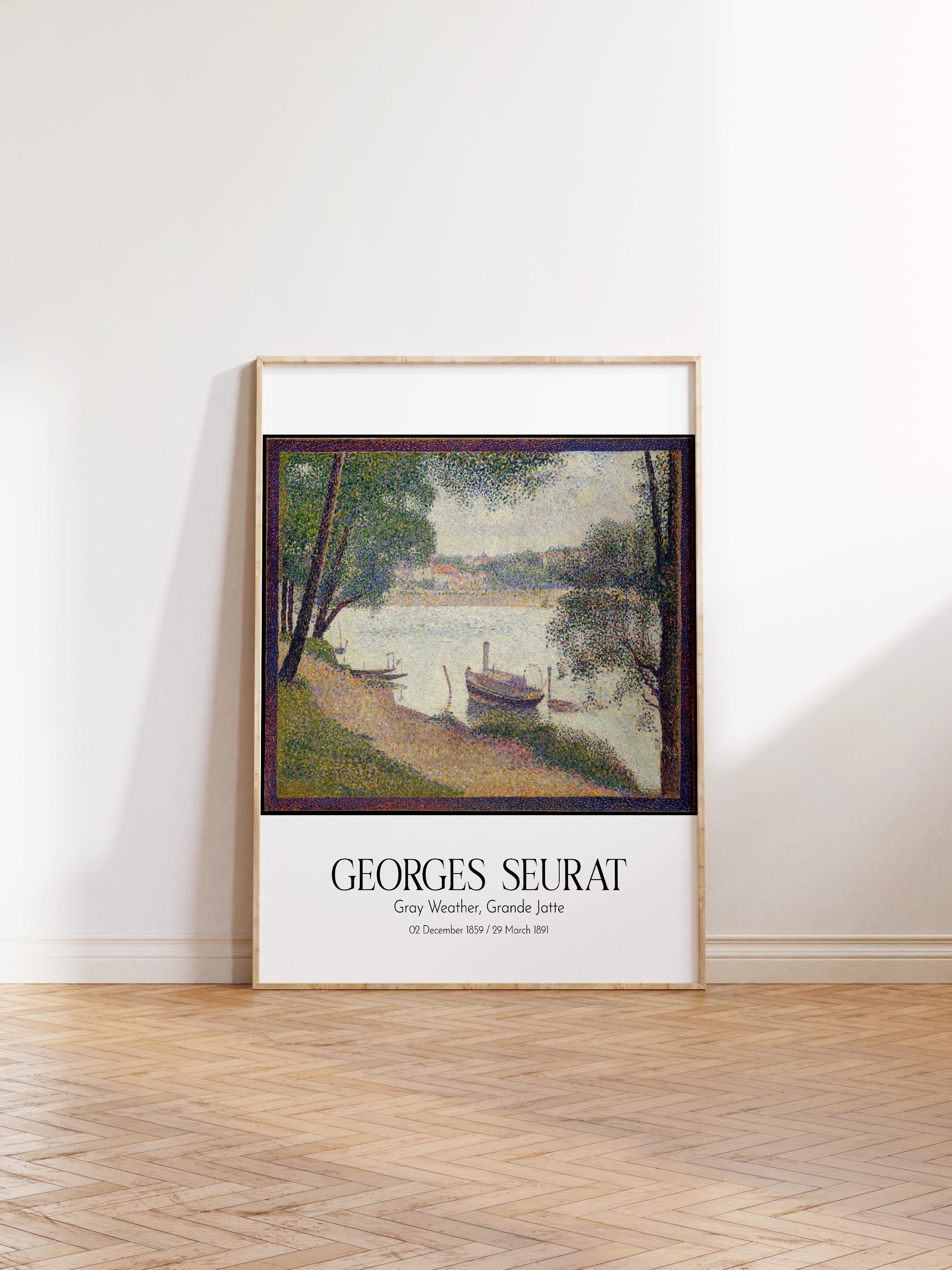Georges Seurat - Gray Weather, Grande Jatte, Ahşap Çerçeveli Tablo, Sanat Serisi NO:111907